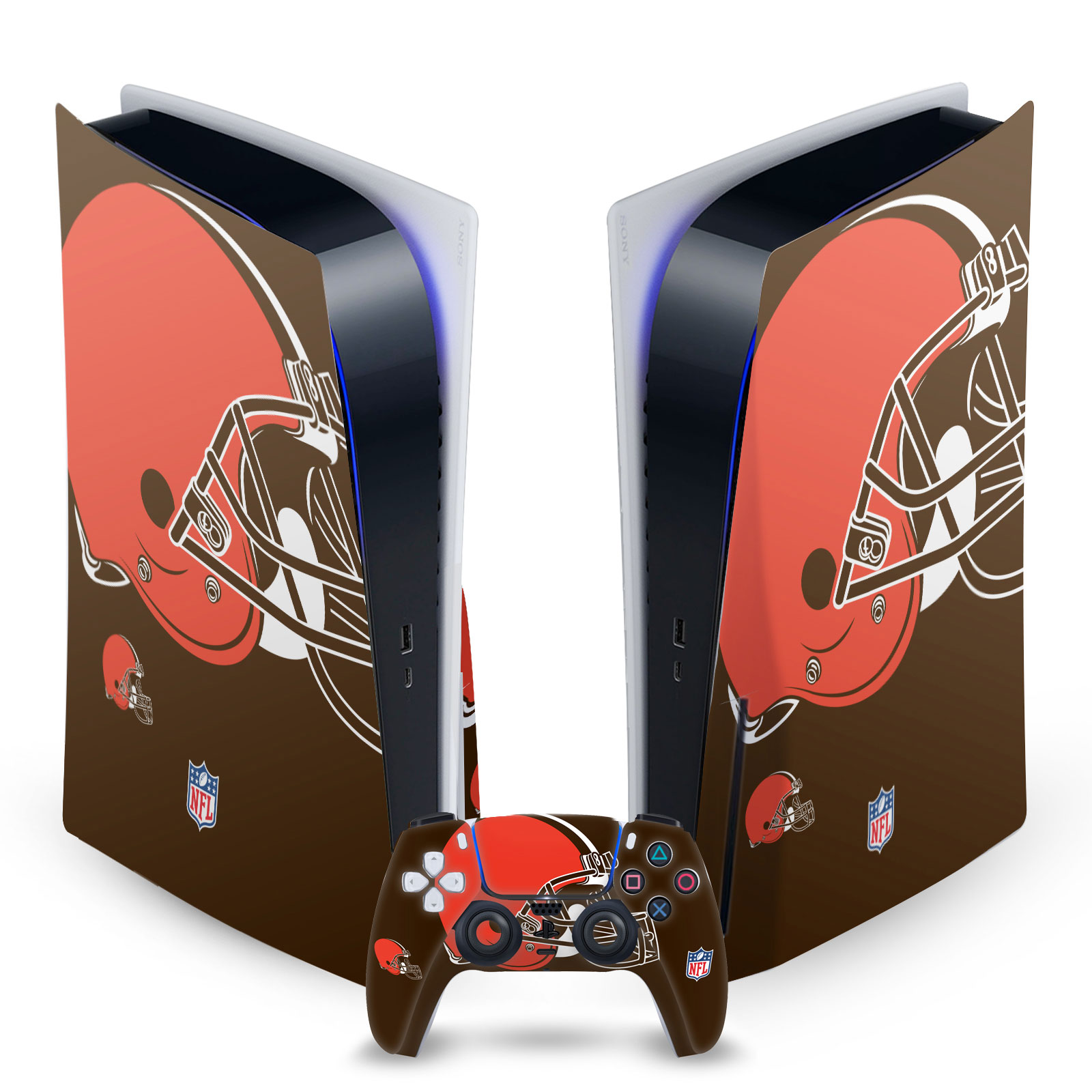 OFFICIAL NFL CLEVELAND BROWNS VINYL SKIN DECAL FOR SONY PS5 DISC EDITION BUNDLE