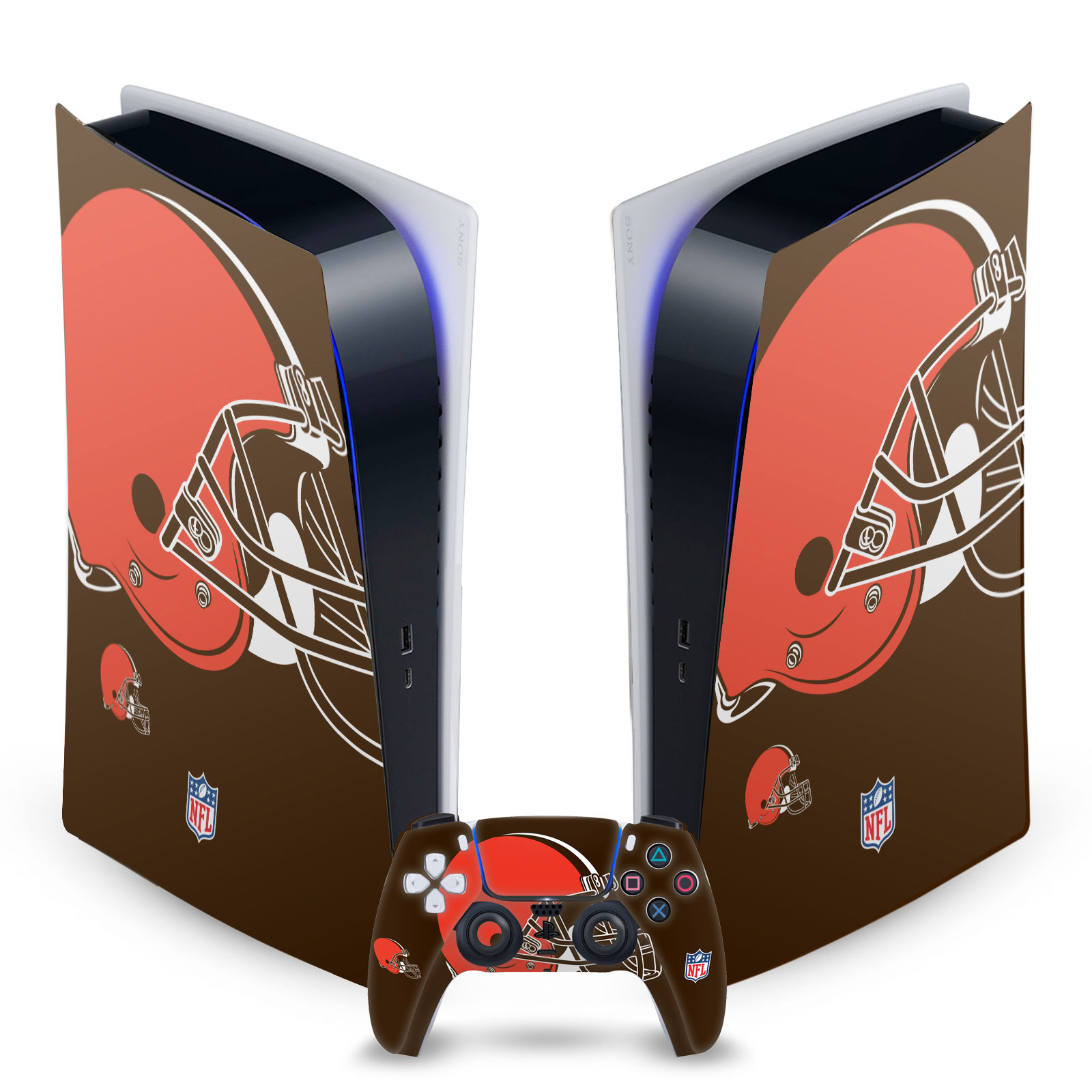 OFFICIAL NFL CLEVELAND BROWNS VINYL SKIN FOR SONY PS5 DIGITAL EDITION BUNDLE