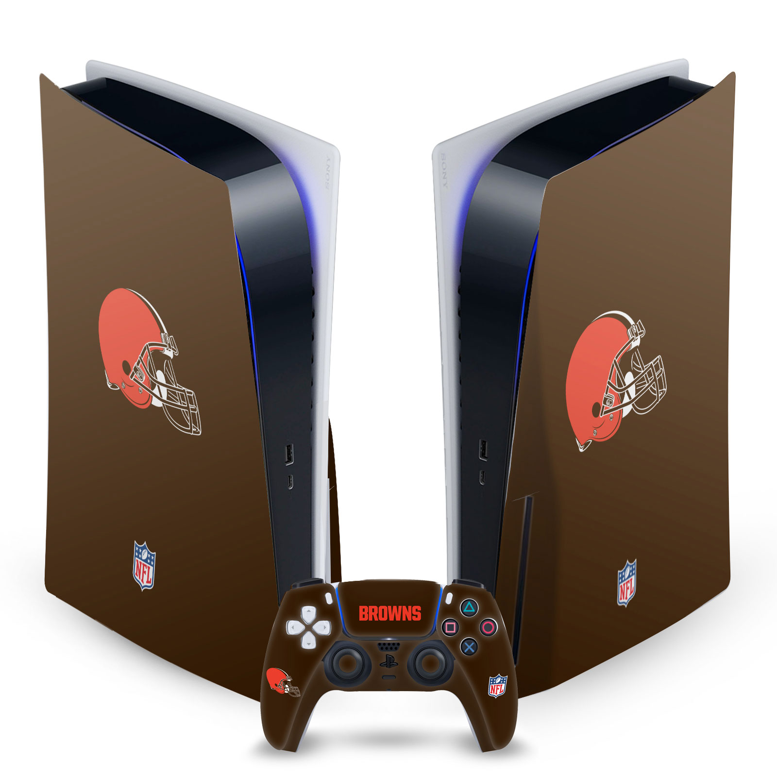 OFFICIAL NFL CLEVELAND BROWNS VINYL SKIN DECAL FOR SONY PS5 DISC EDITION BUNDLE