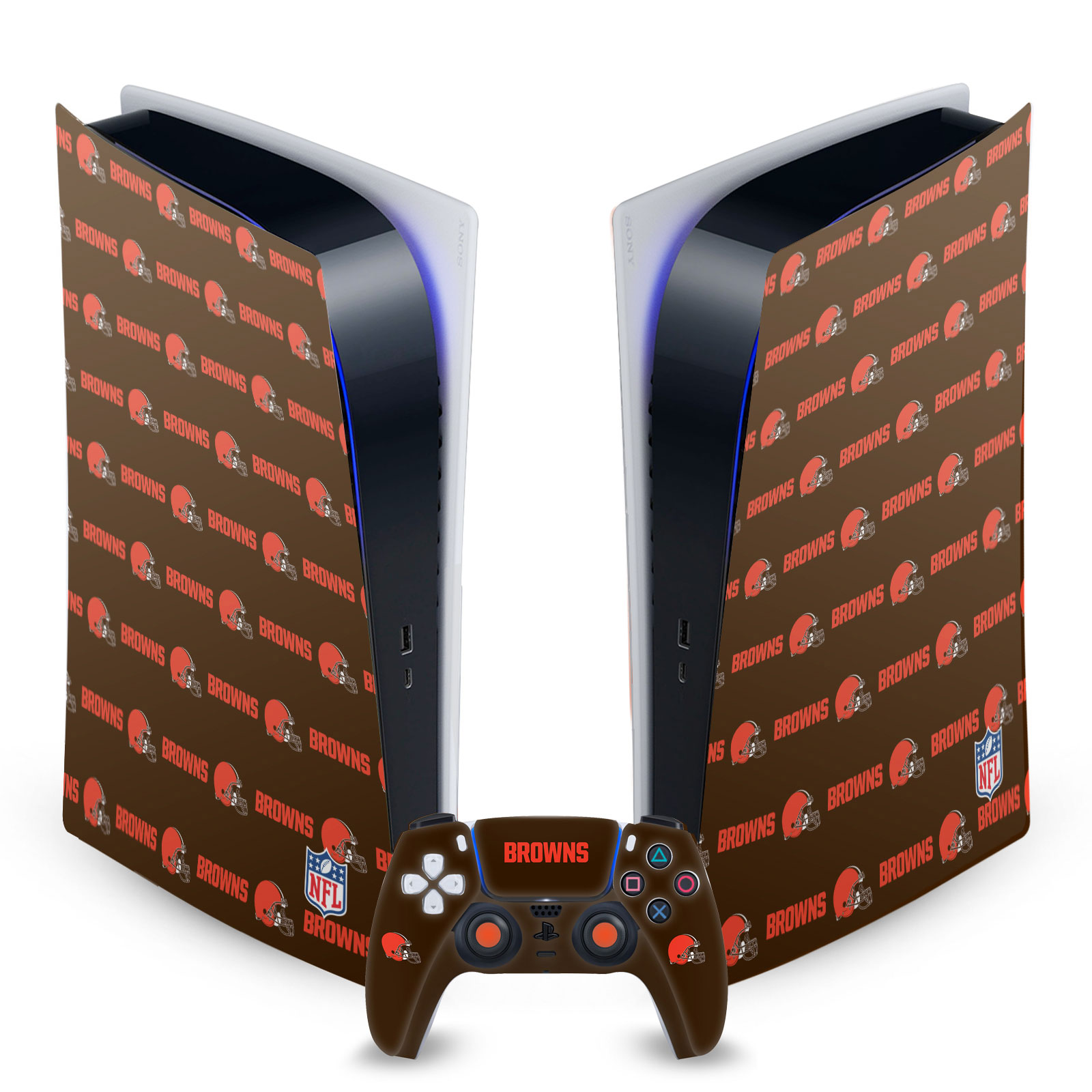 OFFICIAL NFL CLEVELAND BROWNS VINYL SKIN FOR SONY PS5 DIGITAL EDITION BUNDLE