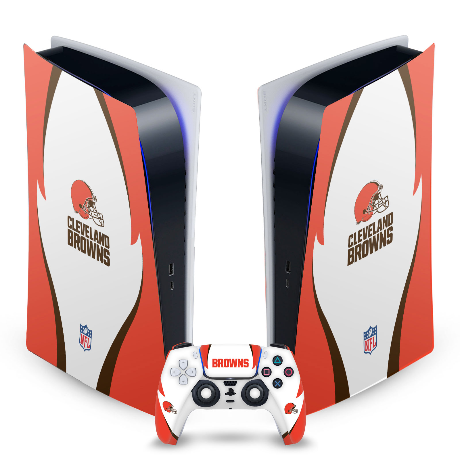 OFFICIAL NFL CLEVELAND BROWNS VINYL SKIN FOR SONY PS5 DIGITAL EDITION BUNDLE