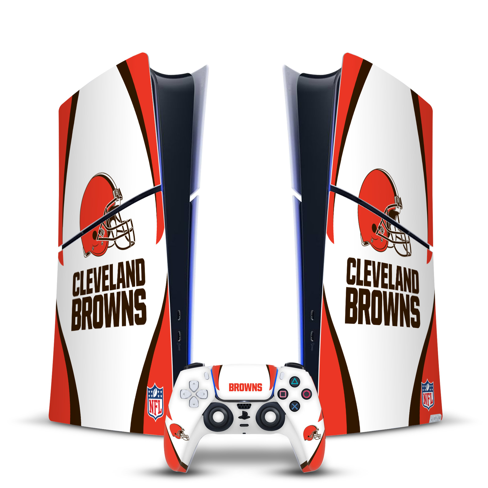 NFL CLEVELAND BROWNS VINYL SKIN DECAL FOR PS5 SLIM DIGITAL CONSOLE & CONTROLLER