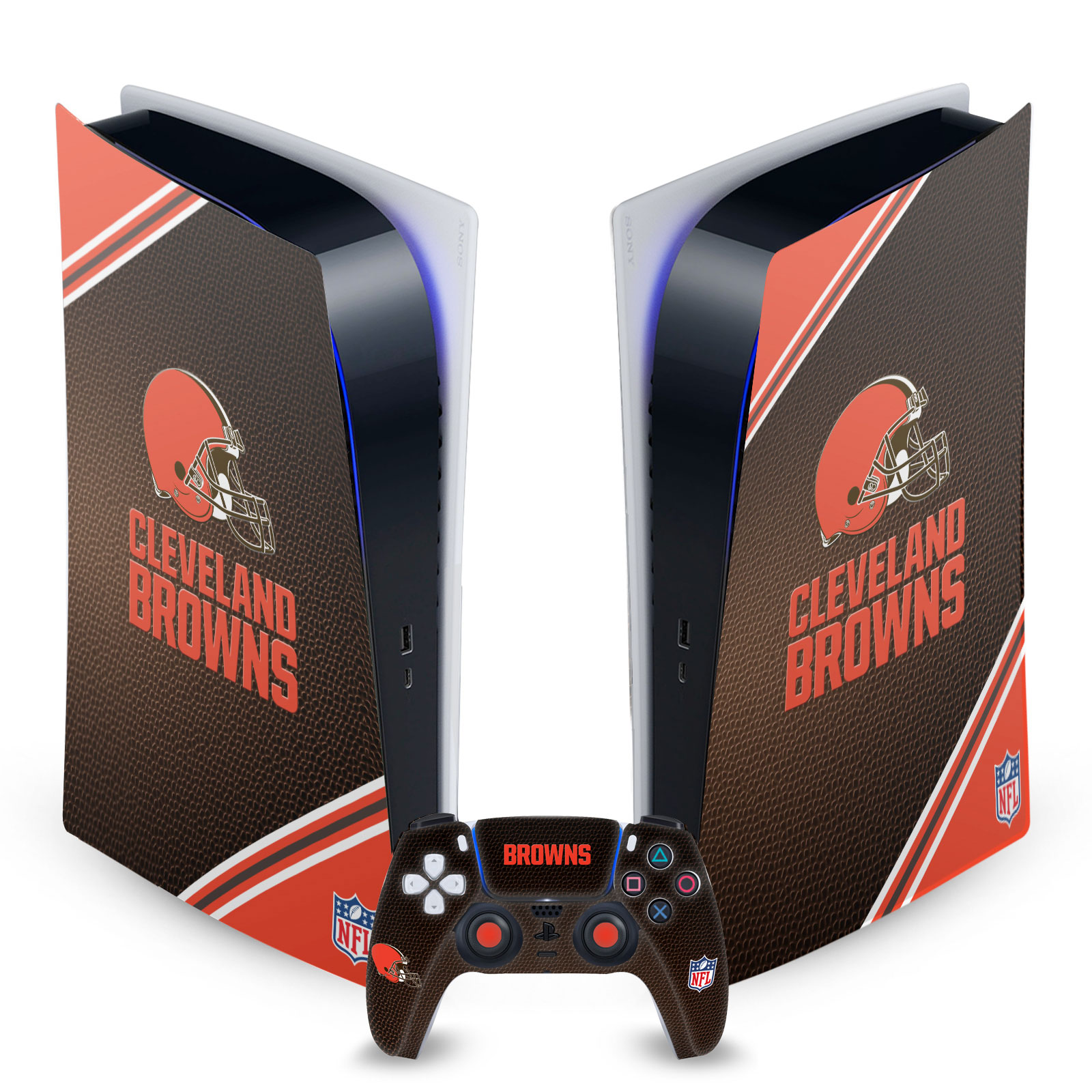 OFFICIAL NFL CLEVELAND BROWNS VINYL SKIN FOR SONY PS5 DIGITAL EDITION BUNDLE