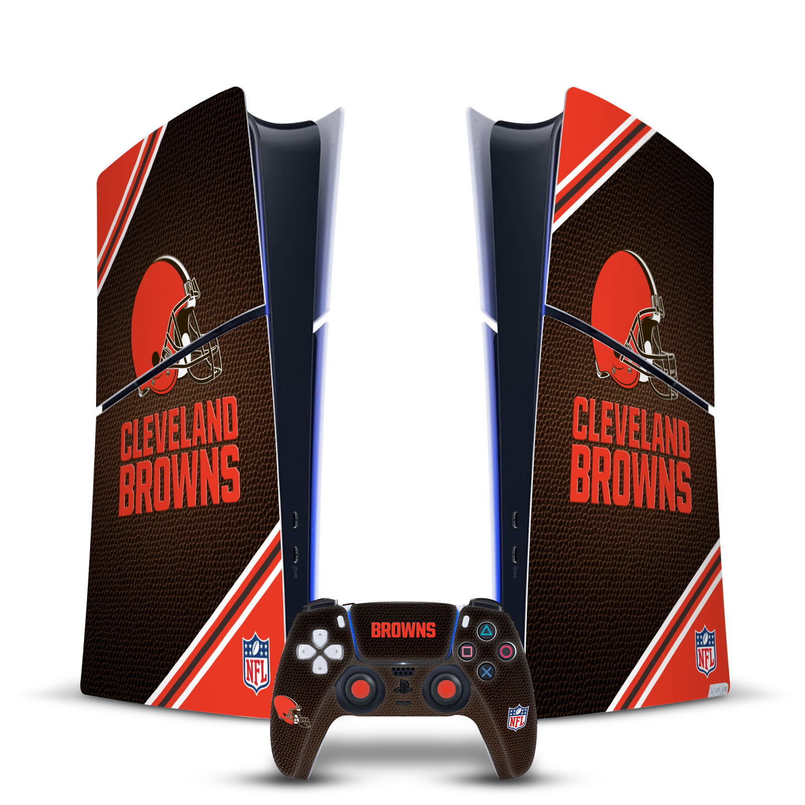 NFL CLEVELAND BROWNS VINYL SKIN DECAL FOR PS5 SLIM DIGITAL CONSOLE & CONTROLLER