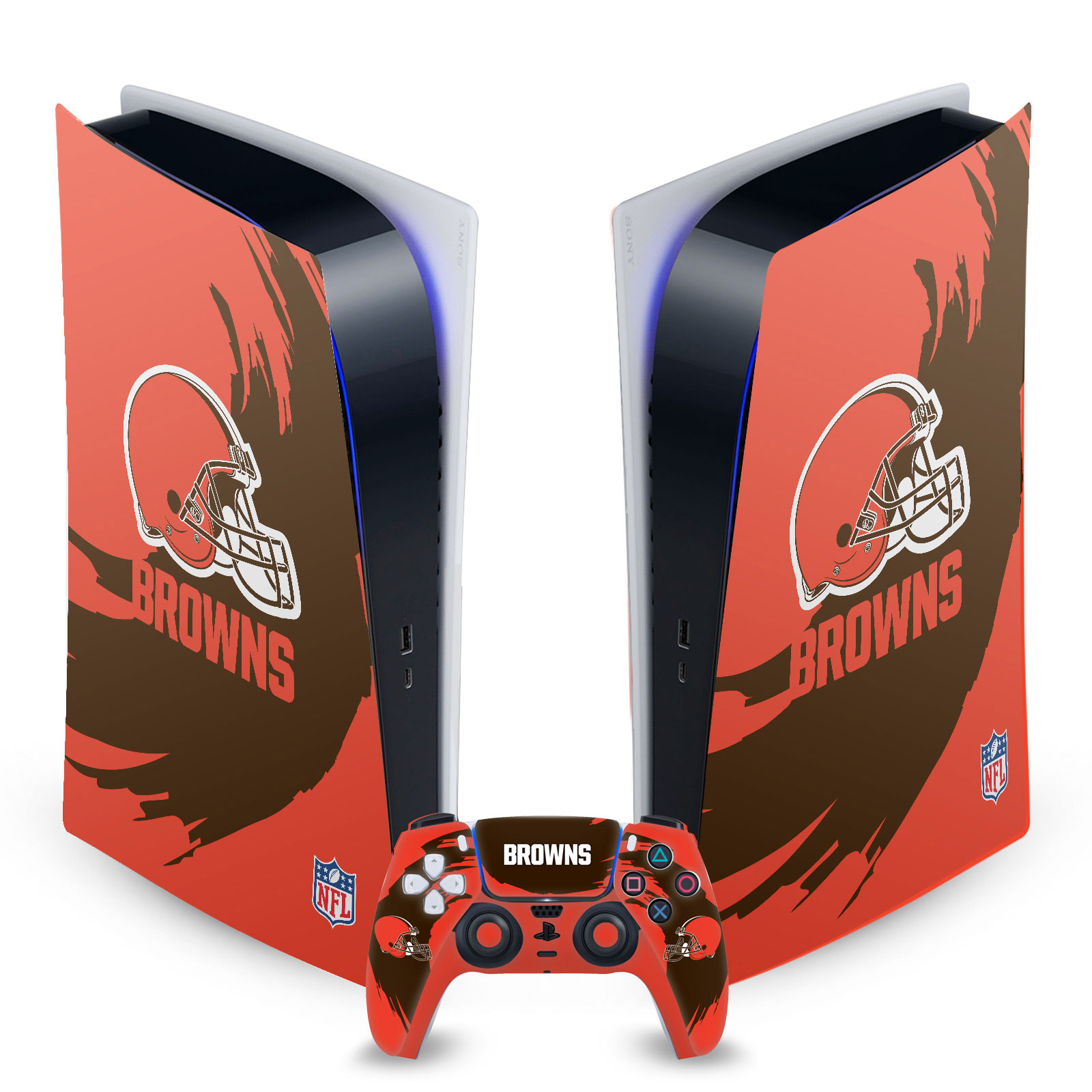 OFFICIAL NFL CLEVELAND BROWNS VINYL SKIN FOR SONY PS5 DIGITAL EDITION BUNDLE