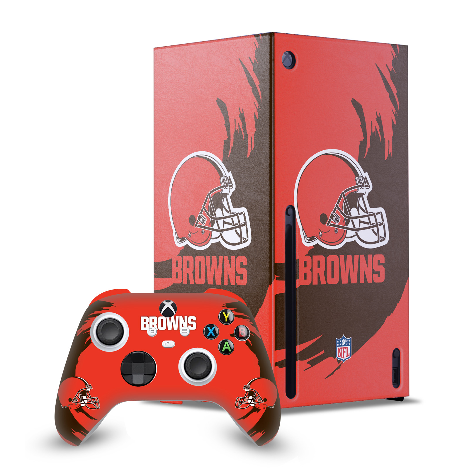 OFFICIAL NFL CLEVELAND BROWNS CONSOLE WRAP AND CONTROLLER SKIN FOR XBOX SERIES X