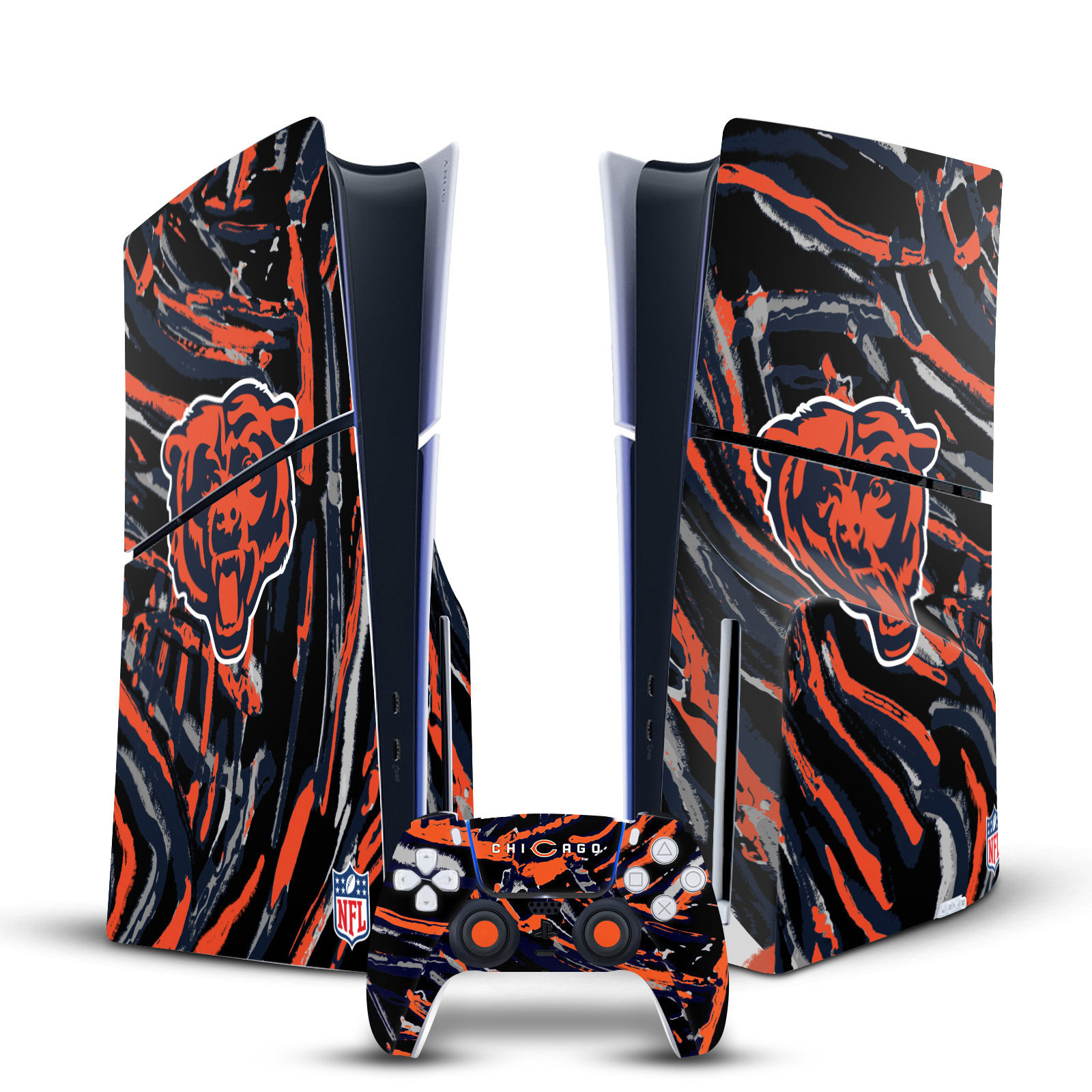 NFL CHICAGO BEARS VINYL SKIN FOR SONY PS5 SLIM DISC CONSOLE & CONTROLLER