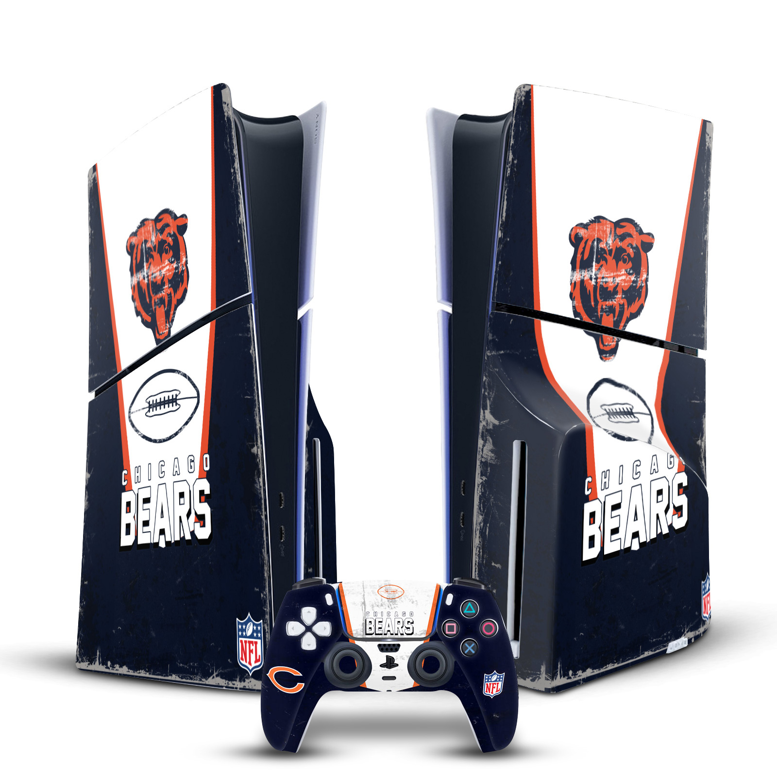 NFL CHICAGO BEARS VINYL SKIN FOR SONY PS5 SLIM DISC CONSOLE & CONTROLLER