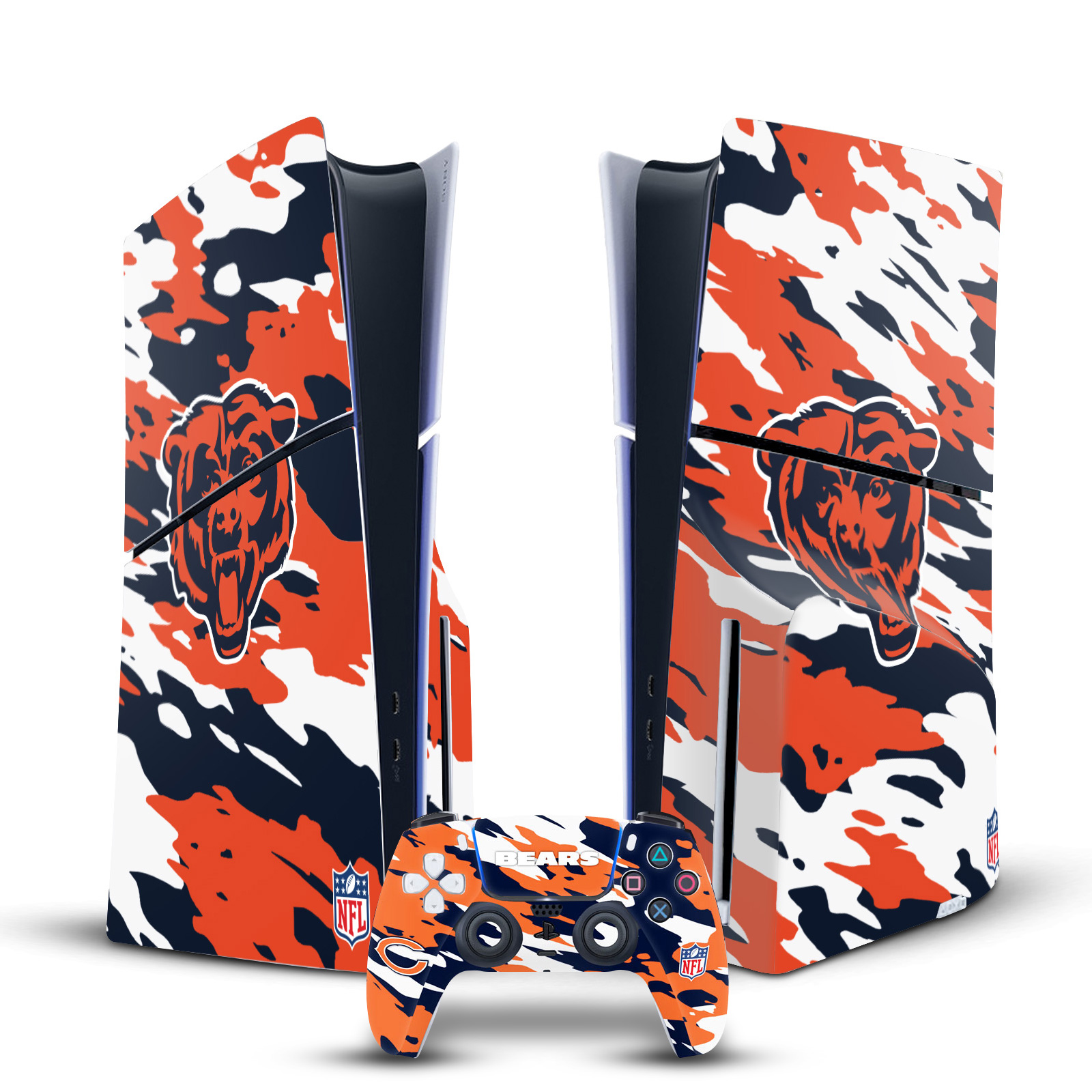 NFL CHICAGO BEARS VINYL SKIN FOR SONY PS5 SLIM DISC CONSOLE & CONTROLLER