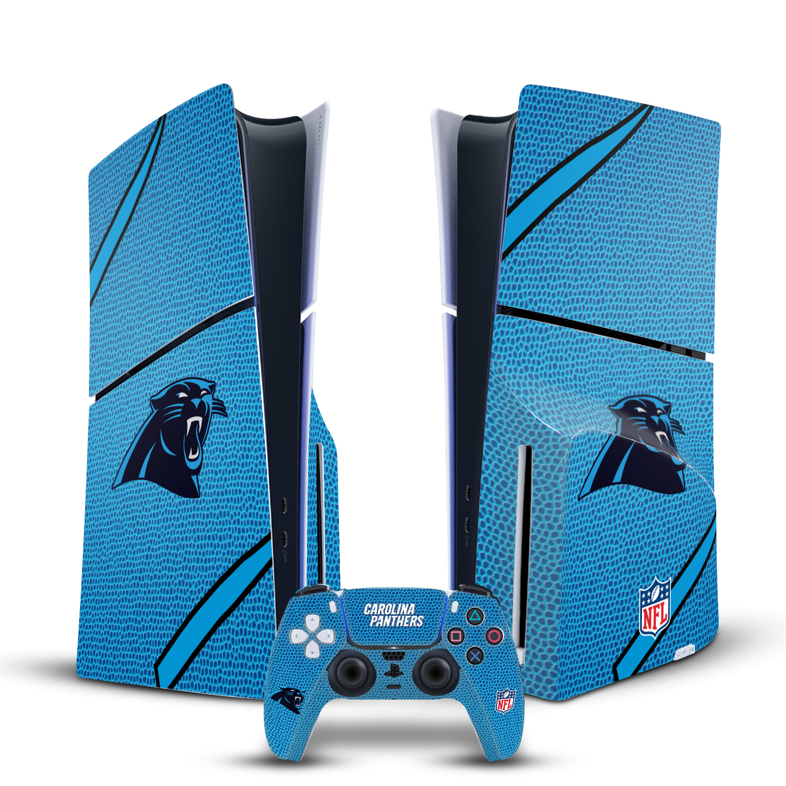 OFFICIAL NFL CAROLINA PANTHERS VINYL SKIN FOR PS5 SLIM DISC CONSOLE & CONTROLLER