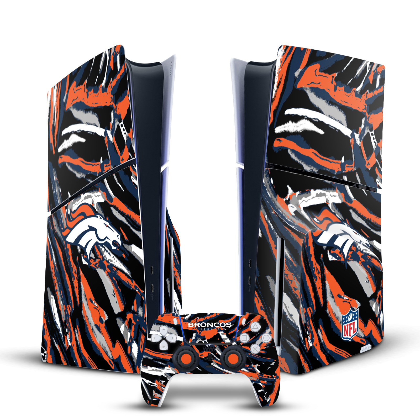 NFL DENVER BRONCOS VINYL SKIN FOR SONY PS5 SLIM DISC CONSOLE & CONTROLLER