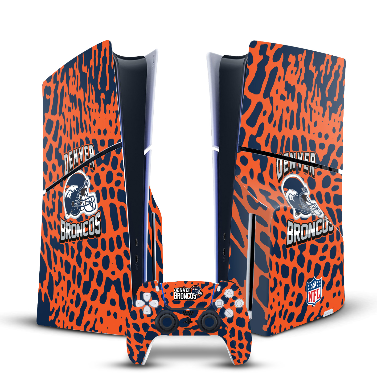 NFL DENVER BRONCOS VINYL SKIN FOR SONY PS5 SLIM DISC CONSOLE & CONTROLLER