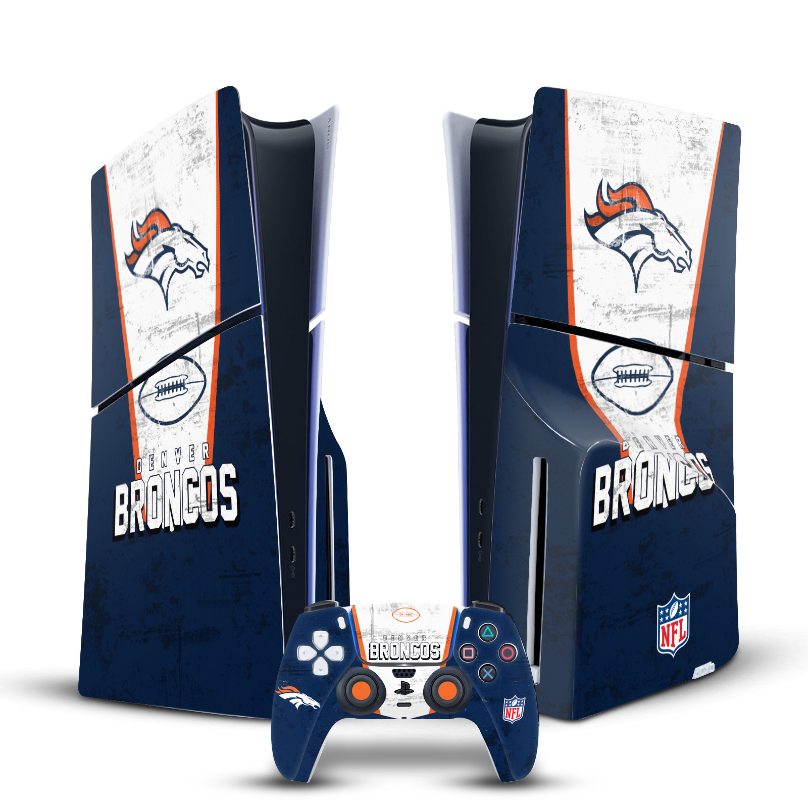 NFL DENVER BRONCOS VINYL SKIN FOR SONY PS5 SLIM DISC CONSOLE & CONTROLLER