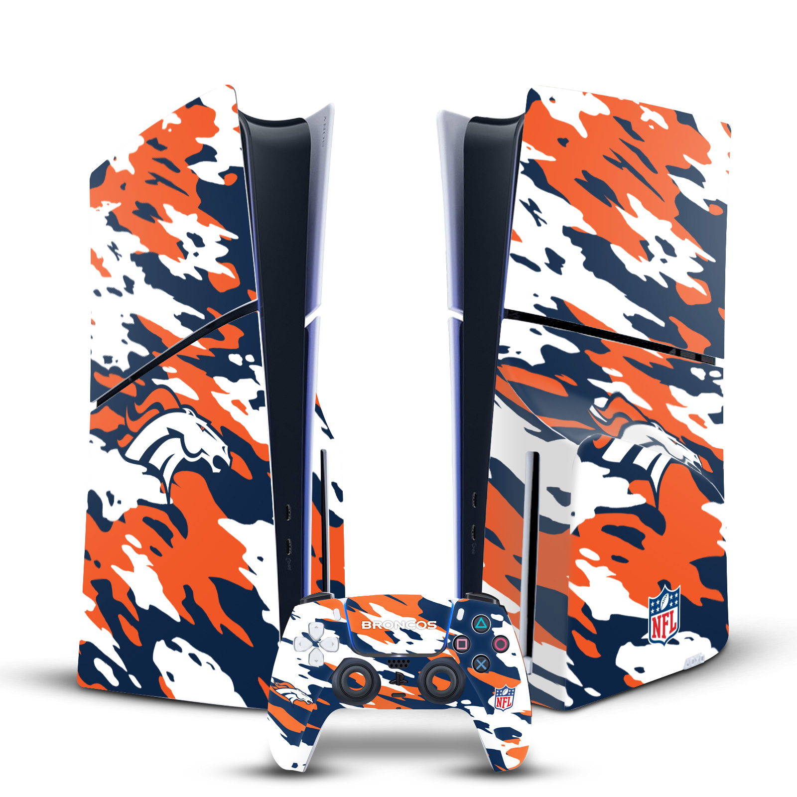 NFL DENVER BRONCOS VINYL SKIN FOR SONY PS5 SLIM DISC CONSOLE & CONTROLLER