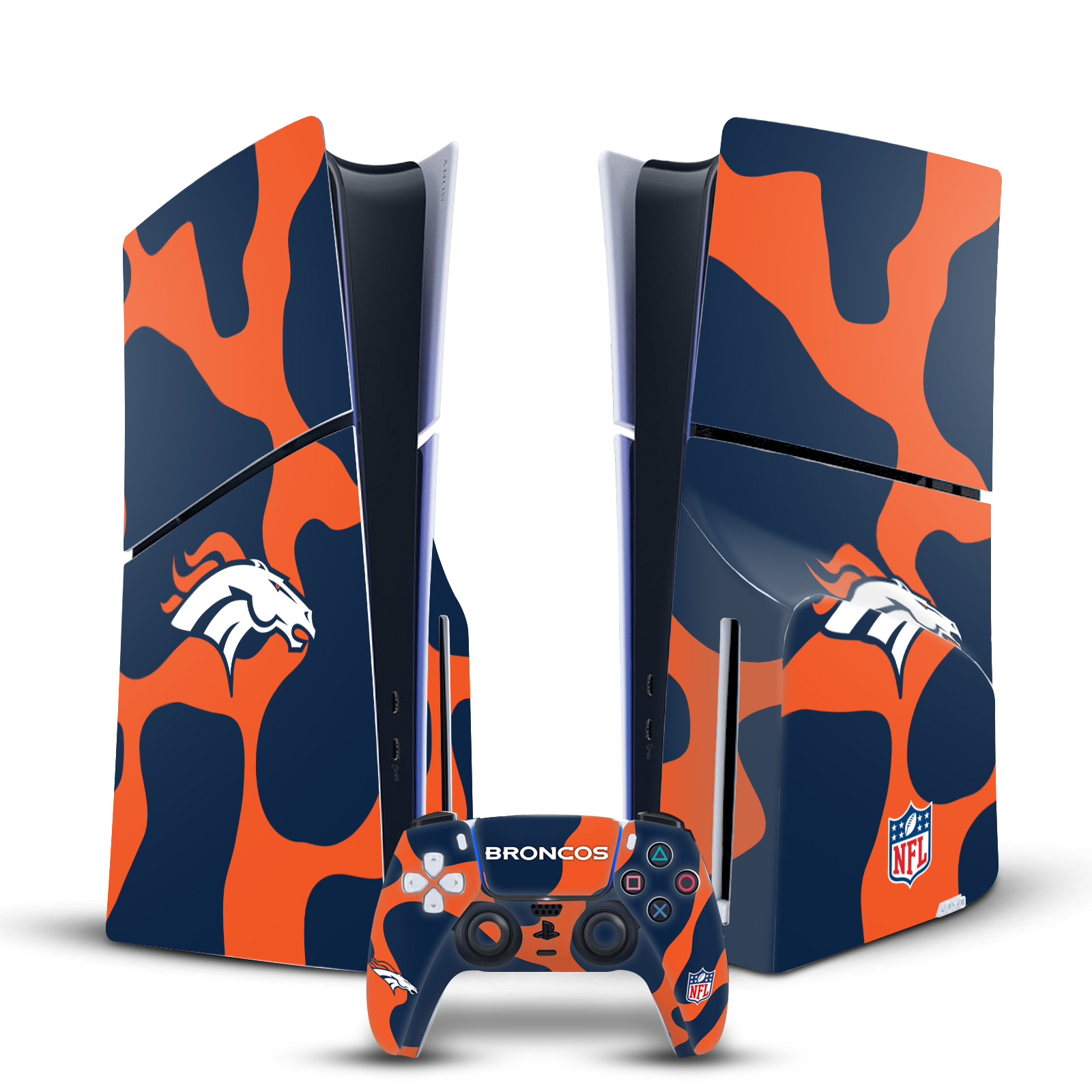 NFL DENVER BRONCOS VINYL SKIN FOR SONY PS5 SLIM DISC CONSOLE & CONTROLLER