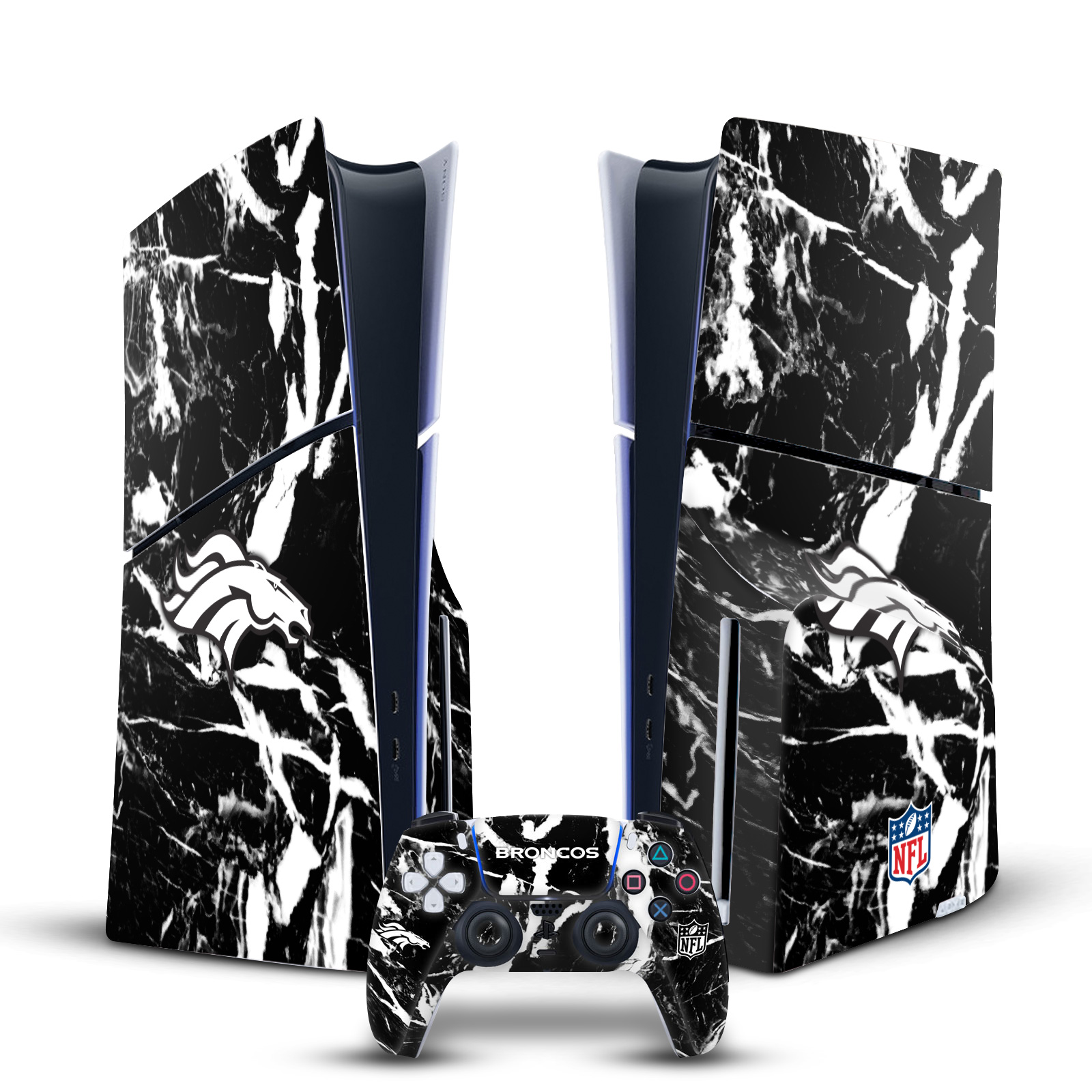 NFL DENVER BRONCOS VINYL SKIN FOR SONY PS5 SLIM DISC CONSOLE & CONTROLLER