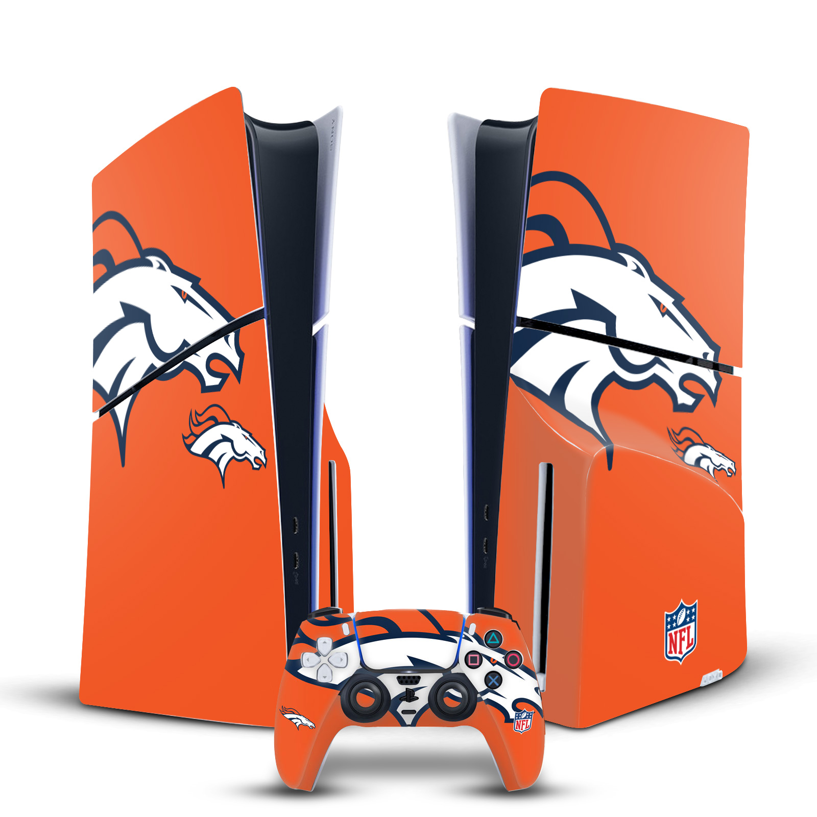 NFL DENVER BRONCOS VINYL SKIN FOR SONY PS5 SLIM DISC CONSOLE & CONTROLLER