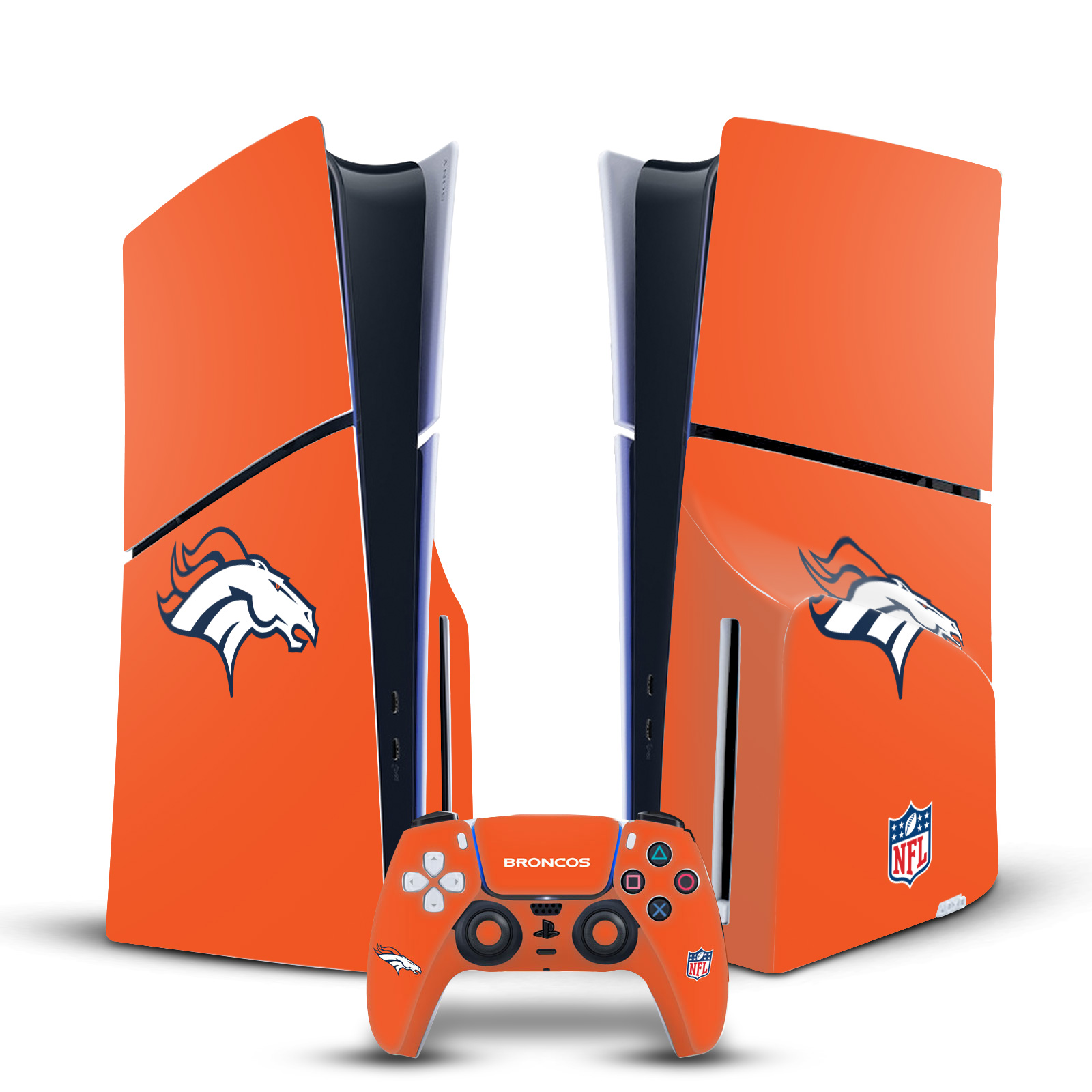 NFL DENVER BRONCOS VINYL SKIN FOR SONY PS5 SLIM DISC CONSOLE & CONTROLLER