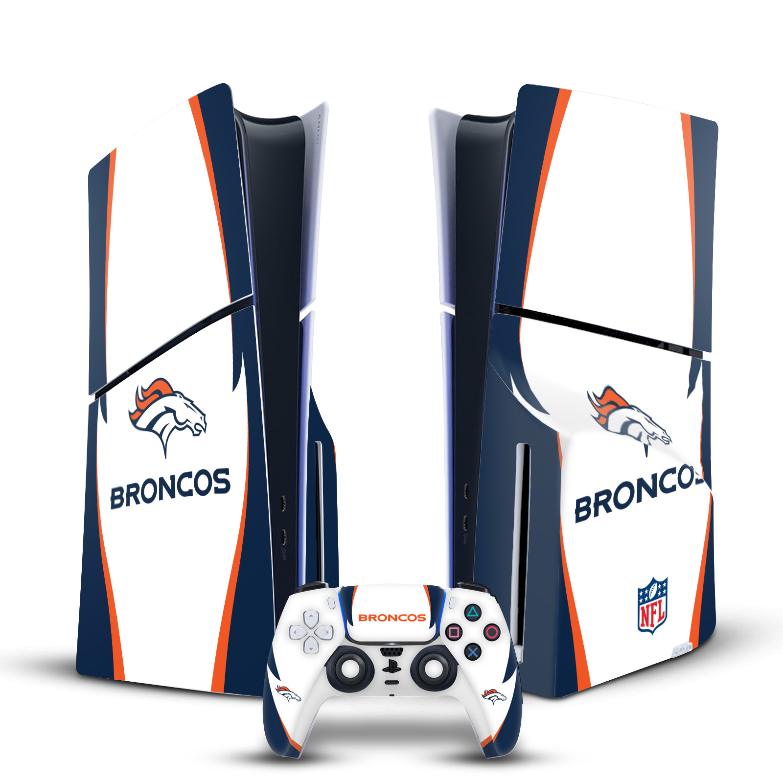 NFL DENVER BRONCOS VINYL SKIN FOR SONY PS5 SLIM DISC CONSOLE & CONTROLLER