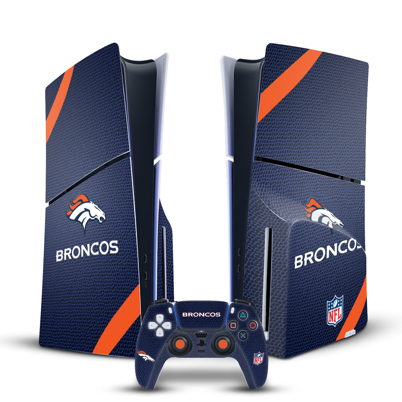 NFL DENVER BRONCOS VINYL SKIN FOR SONY PS5 SLIM DISC CONSOLE & CONTROLLER