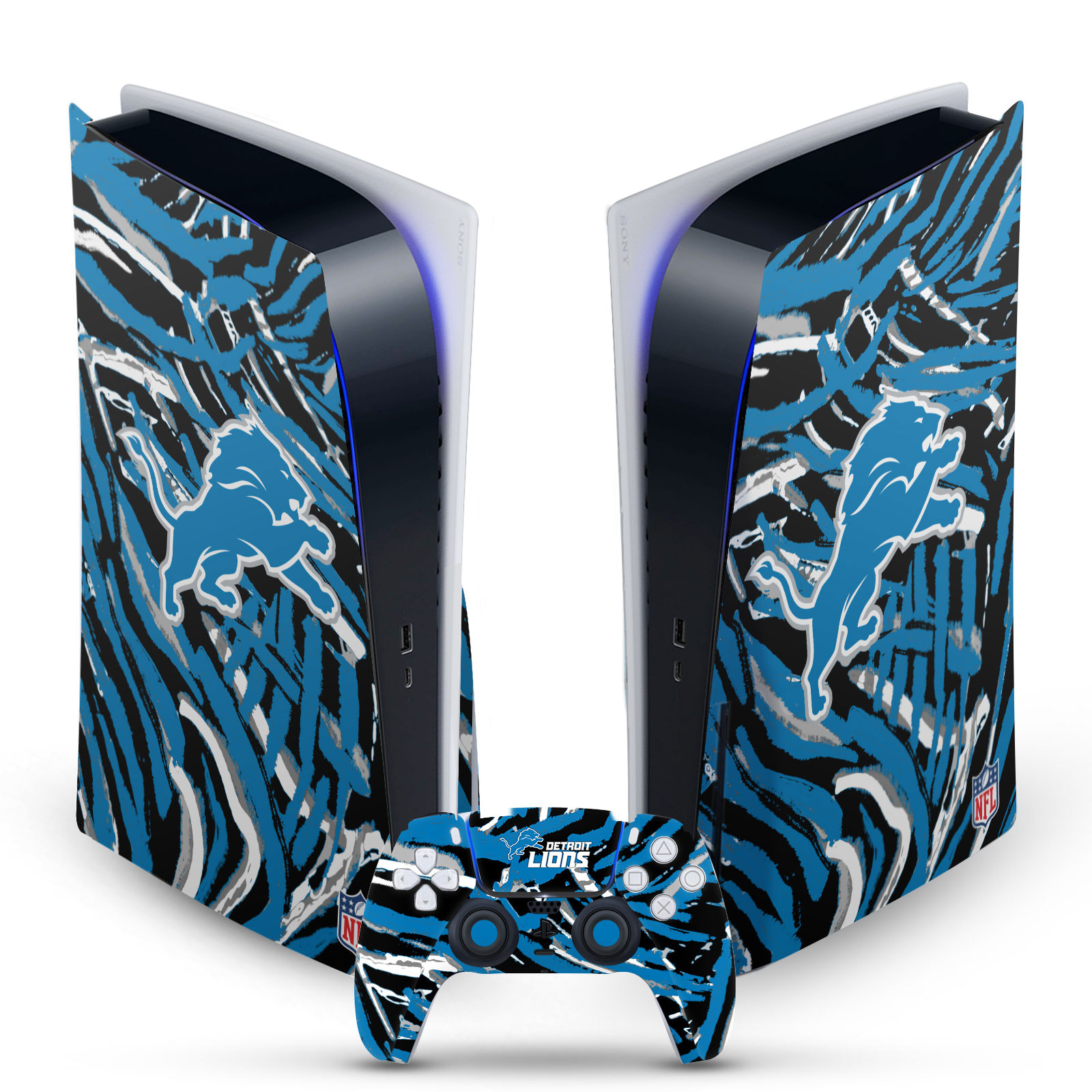 OFFICIAL NFL DETROIT LIONS VINYL SKIN DECAL FOR SONY PS5 DISC EDITION BUNDLE