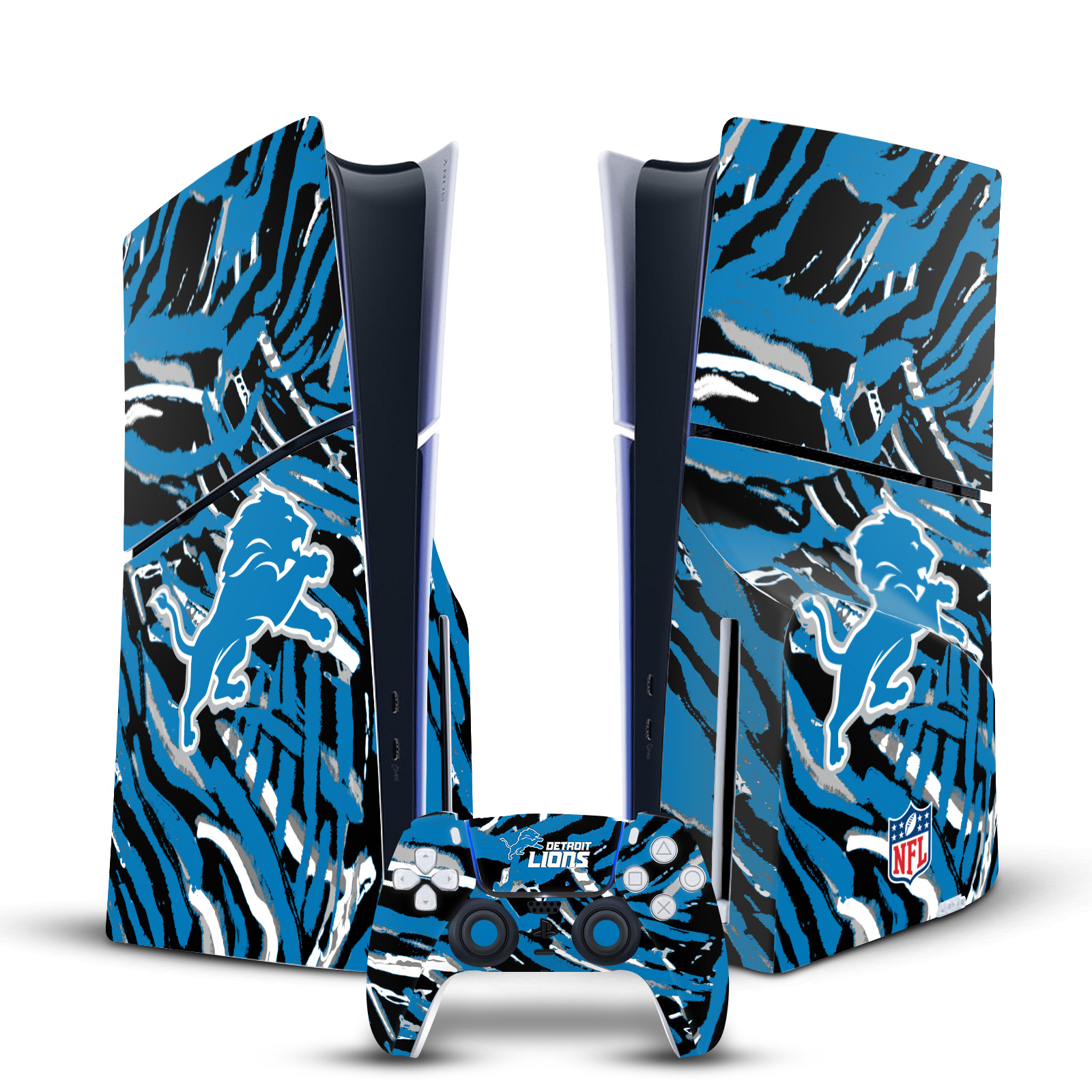 NFL DETROIT LIONS VINYL SKIN FOR SONY PS5 SLIM DISC CONSOLE & CONTROLLER