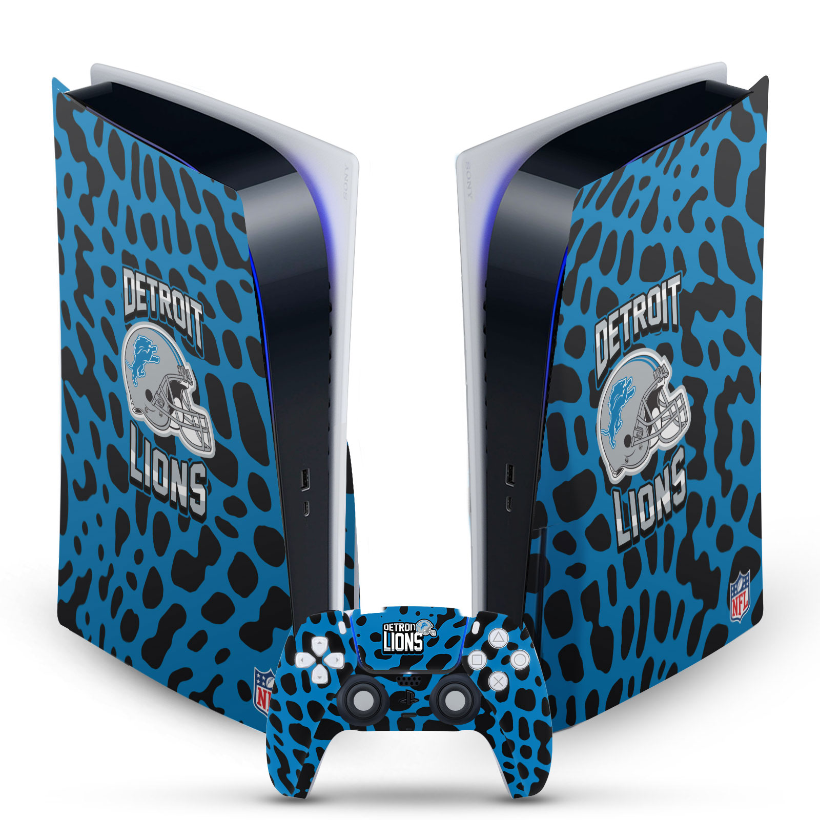 OFFICIAL NFL DETROIT LIONS VINYL SKIN DECAL FOR SONY PS5 DISC EDITION BUNDLE