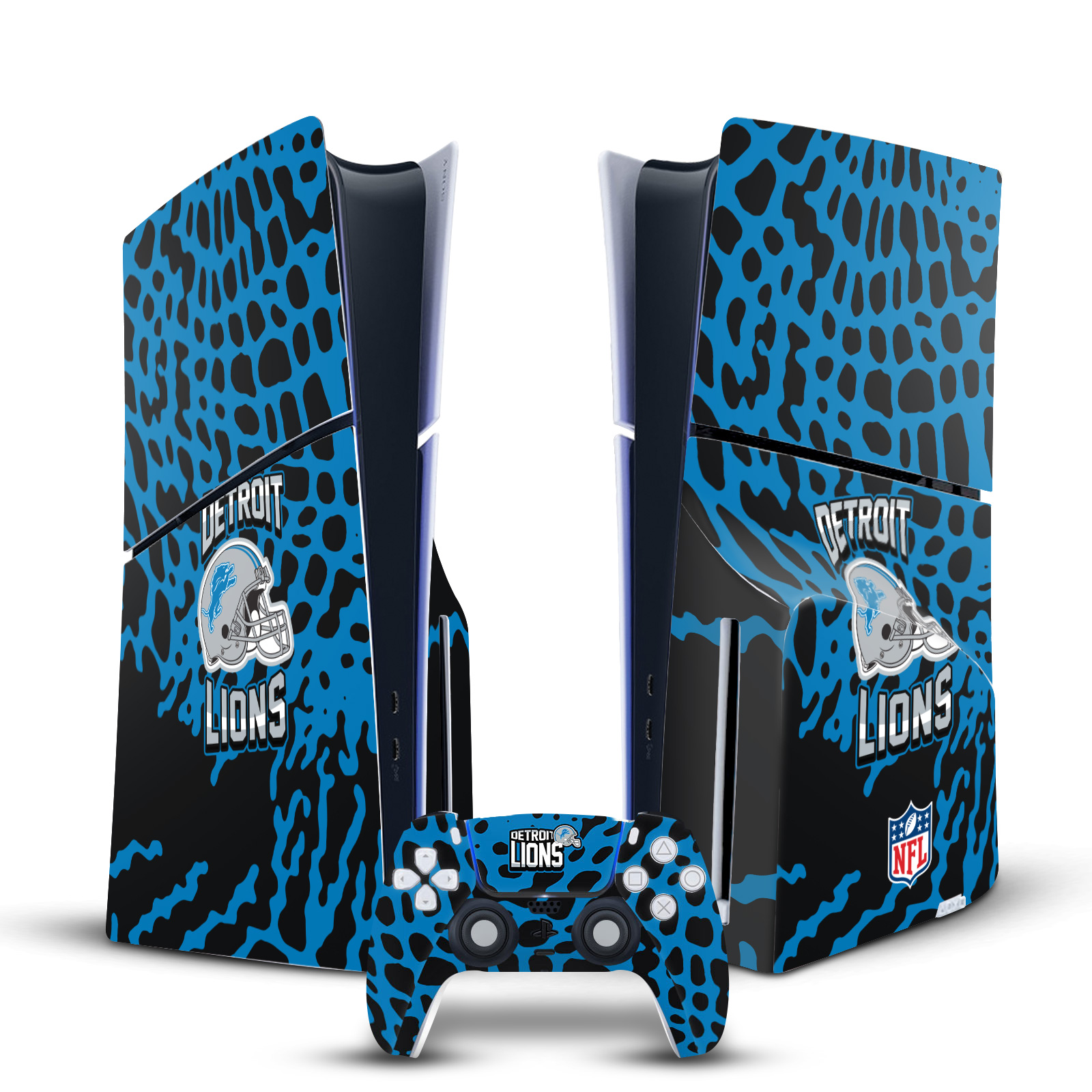 NFL DETROIT LIONS VINYL SKIN FOR SONY PS5 SLIM DISC CONSOLE & CONTROLLER