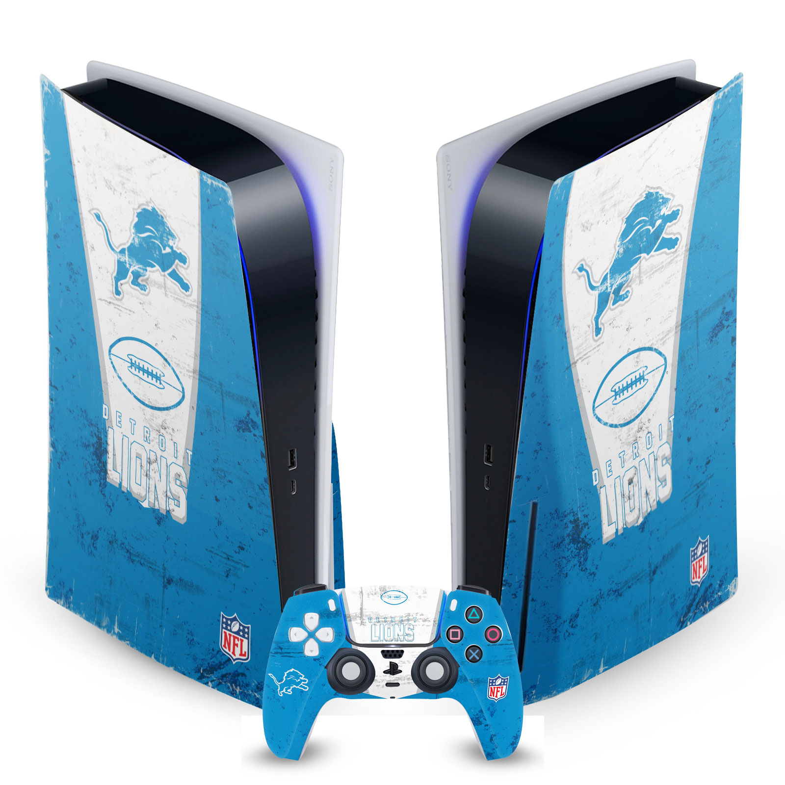 OFFICIAL NFL DETROIT LIONS VINYL SKIN DECAL FOR SONY PS5 DISC EDITION BUNDLE