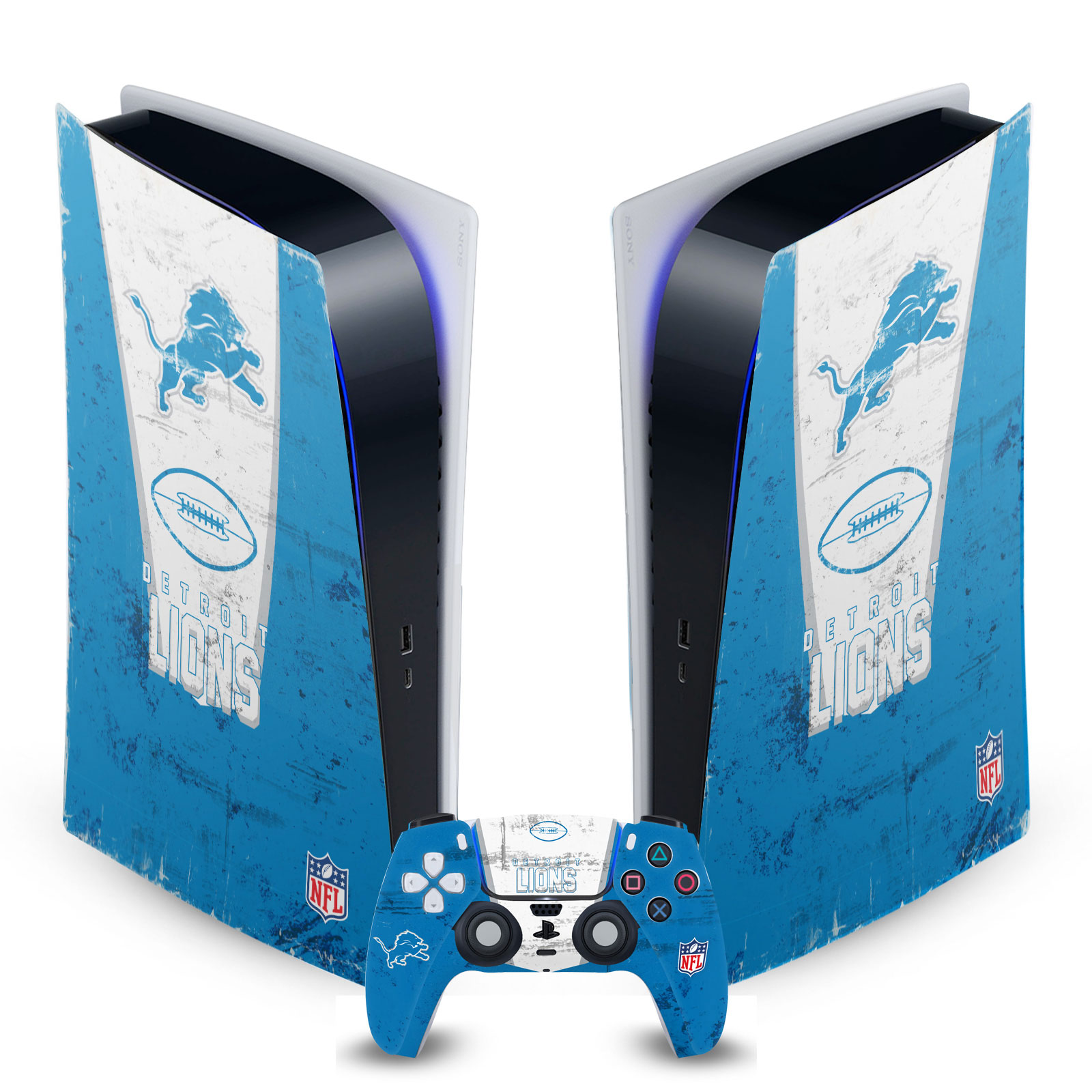 OFFICIAL NFL DETROIT LIONS VINYL SKIN DECAL FOR SONY PS5 DIGITAL EDITION BUNDLE