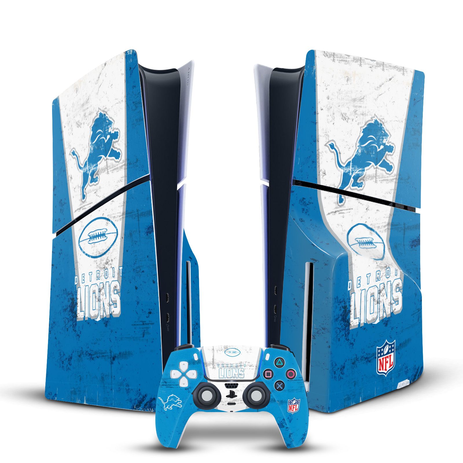 NFL DETROIT LIONS VINYL SKIN FOR SONY PS5 SLIM DISC CONSOLE & CONTROLLER