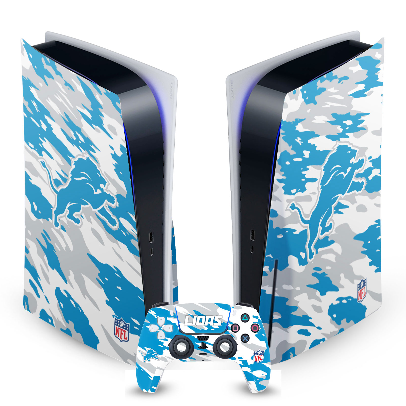 OFFICIAL NFL DETROIT LIONS VINYL SKIN DECAL FOR SONY PS5 DISC EDITION BUNDLE