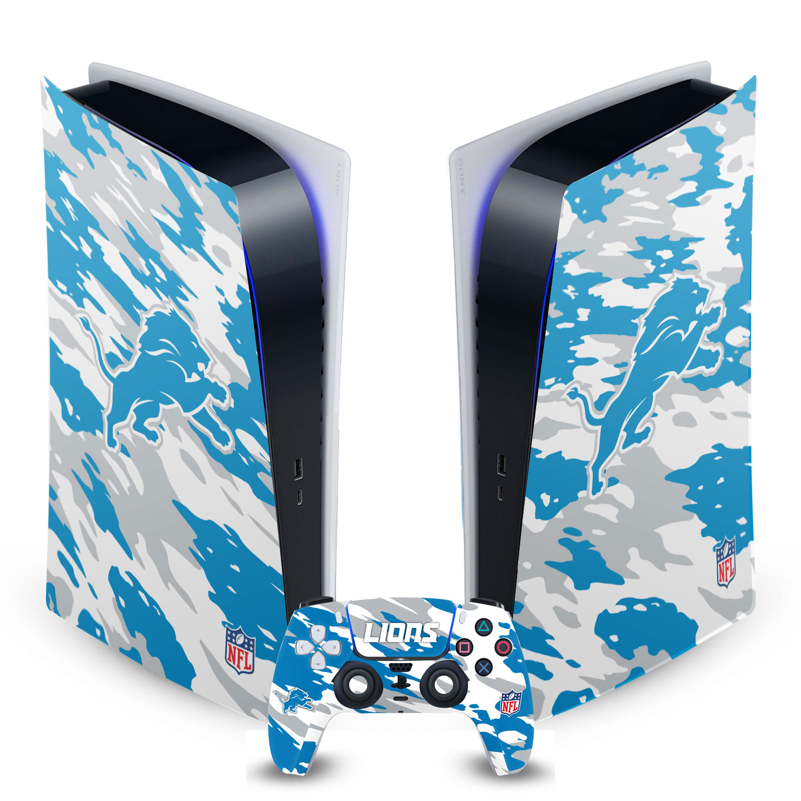 OFFICIAL NFL DETROIT LIONS VINYL SKIN DECAL FOR SONY PS5 DIGITAL EDITION BUNDLE