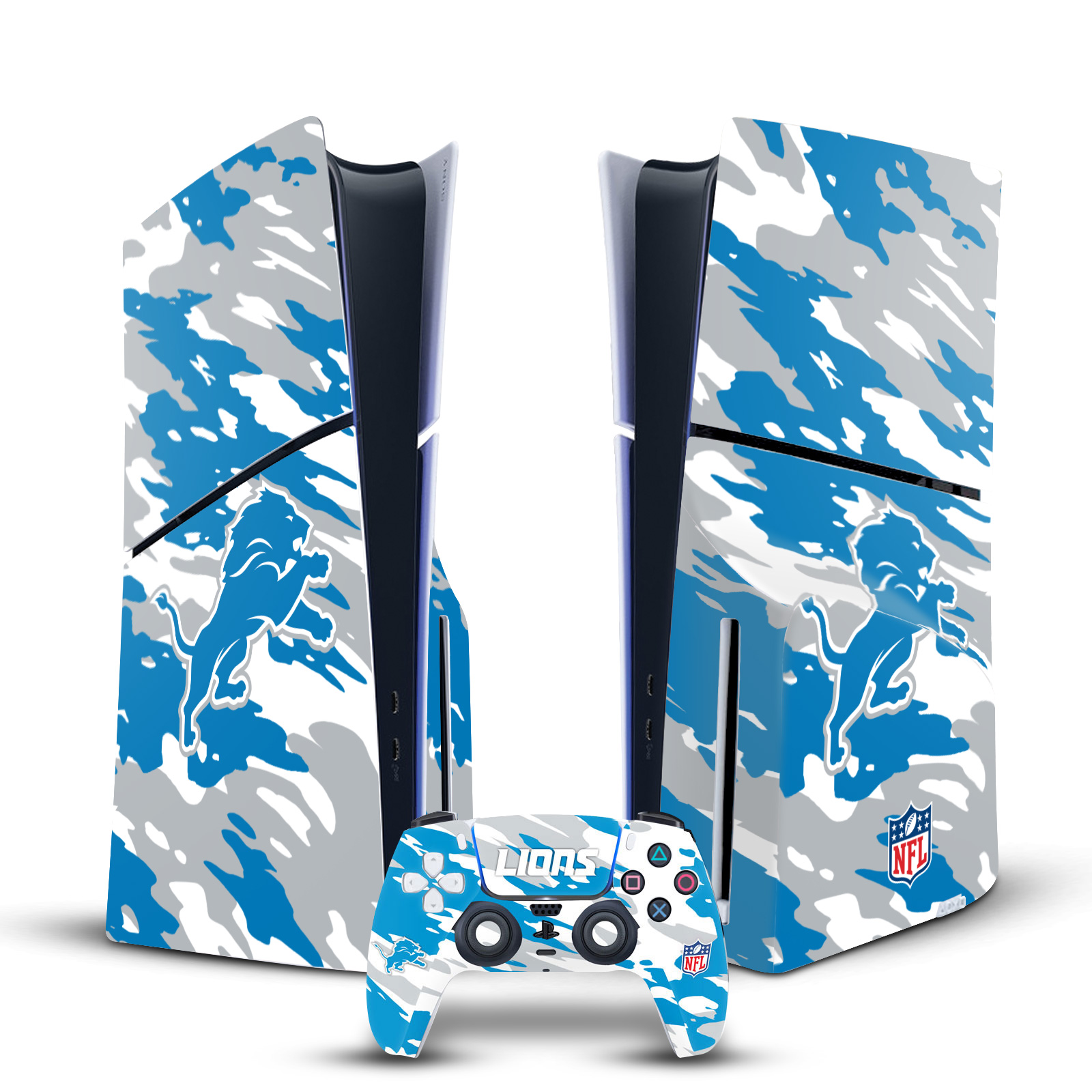 NFL DETROIT LIONS VINYL SKIN FOR SONY PS5 SLIM DISC CONSOLE & CONTROLLER