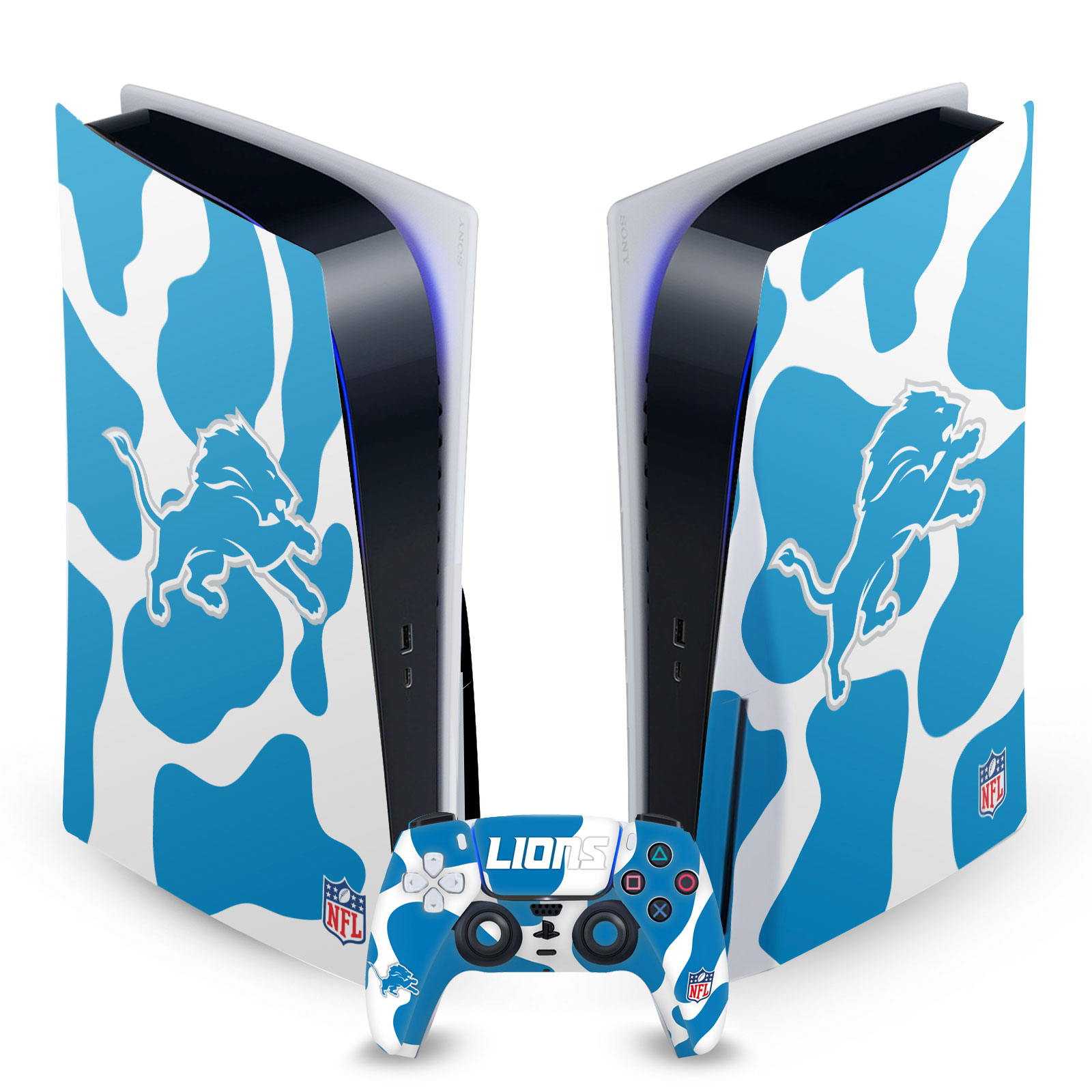 OFFICIAL NFL DETROIT LIONS VINYL SKIN DECAL FOR SONY PS5 DISC EDITION BUNDLE