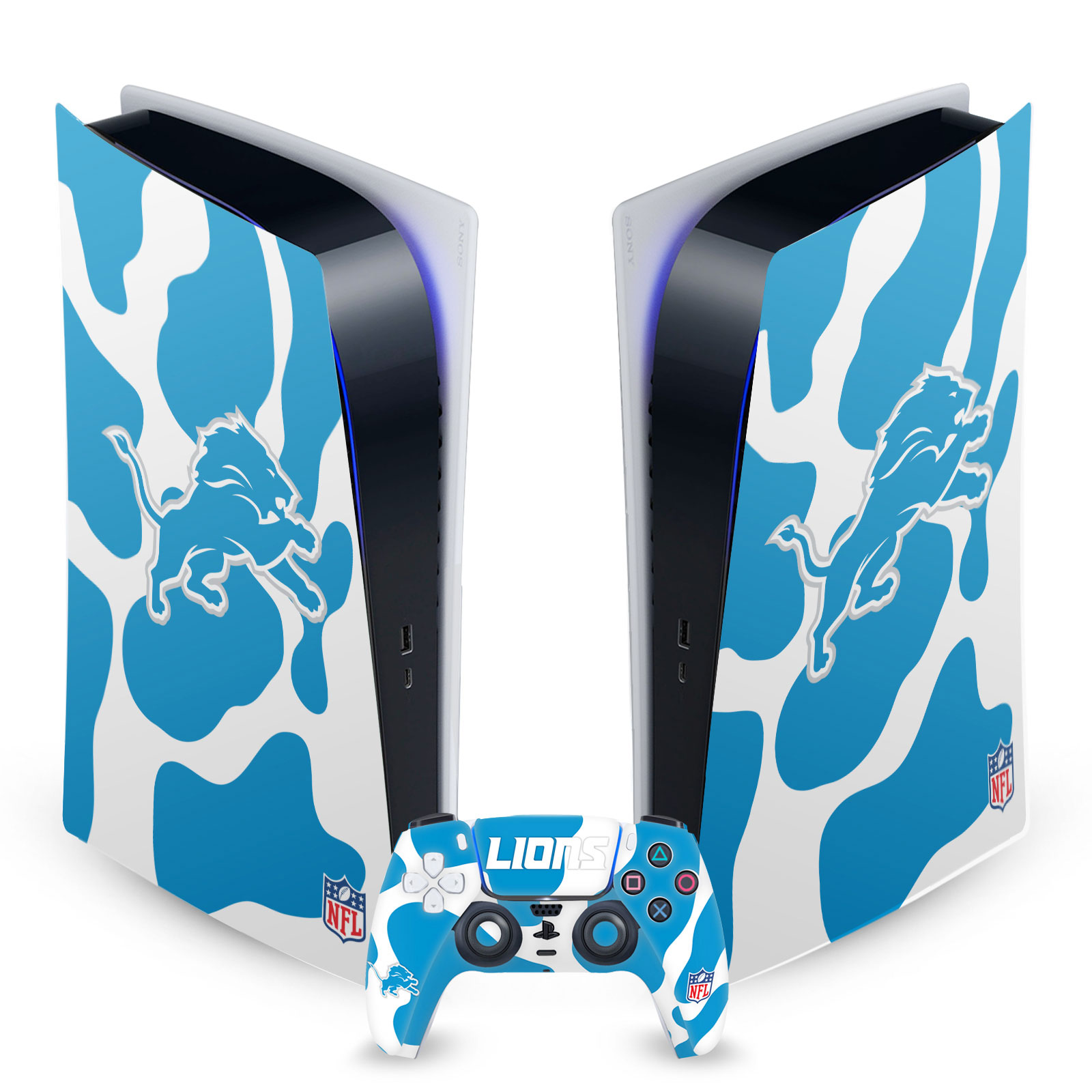 OFFICIAL NFL DETROIT LIONS VINYL SKIN DECAL FOR SONY PS5 DIGITAL EDITION BUNDLE