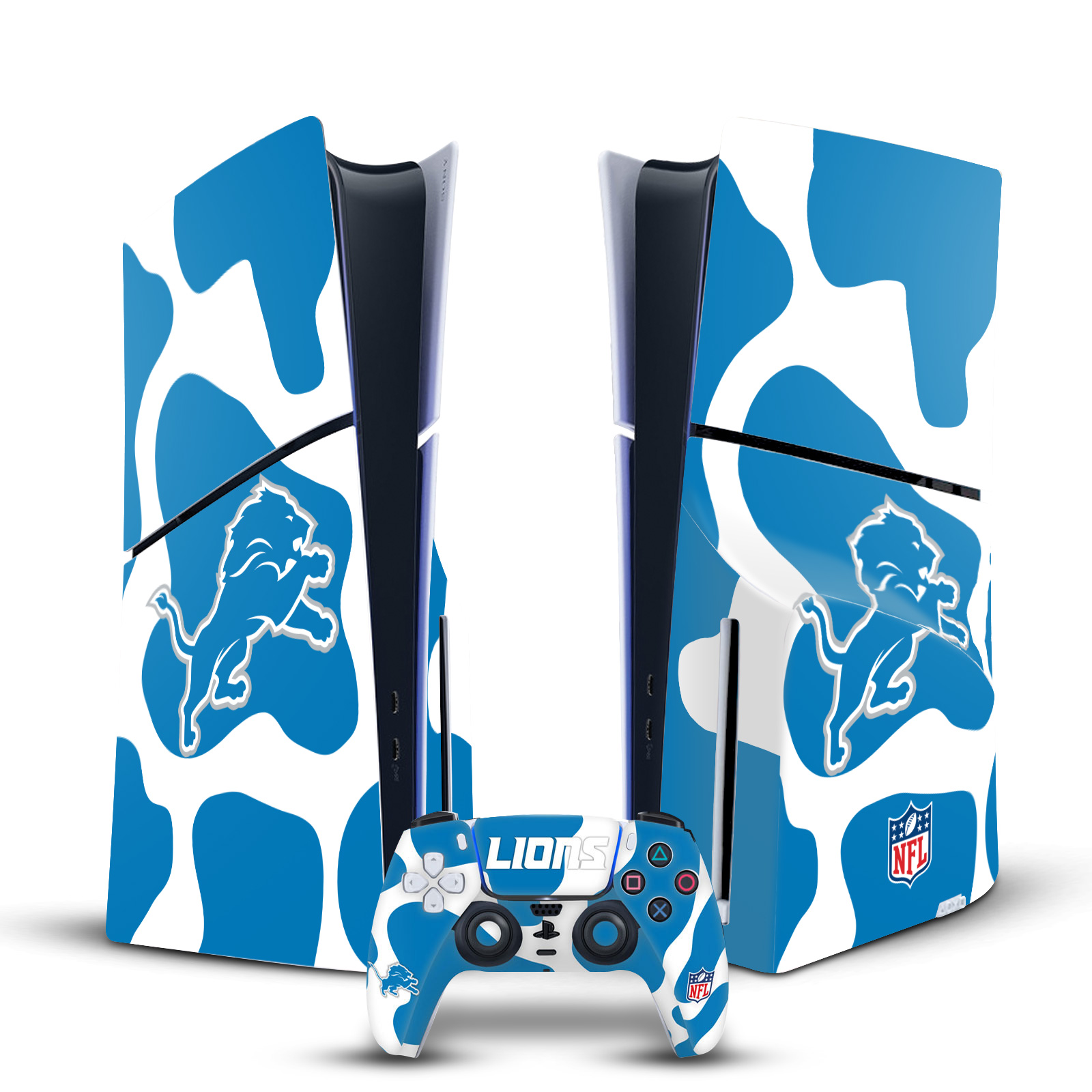 NFL DETROIT LIONS VINYL SKIN FOR SONY PS5 SLIM DISC CONSOLE & CONTROLLER