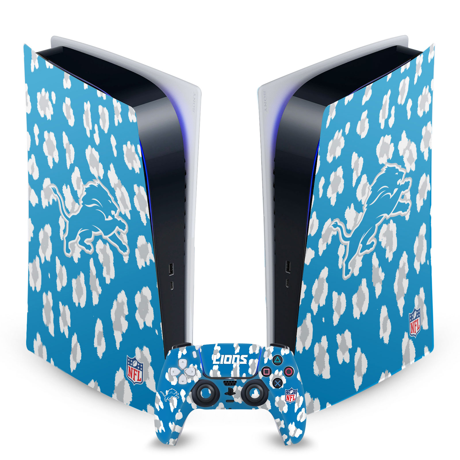 OFFICIAL NFL DETROIT LIONS VINYL SKIN DECAL FOR SONY PS5 DIGITAL EDITION BUNDLE