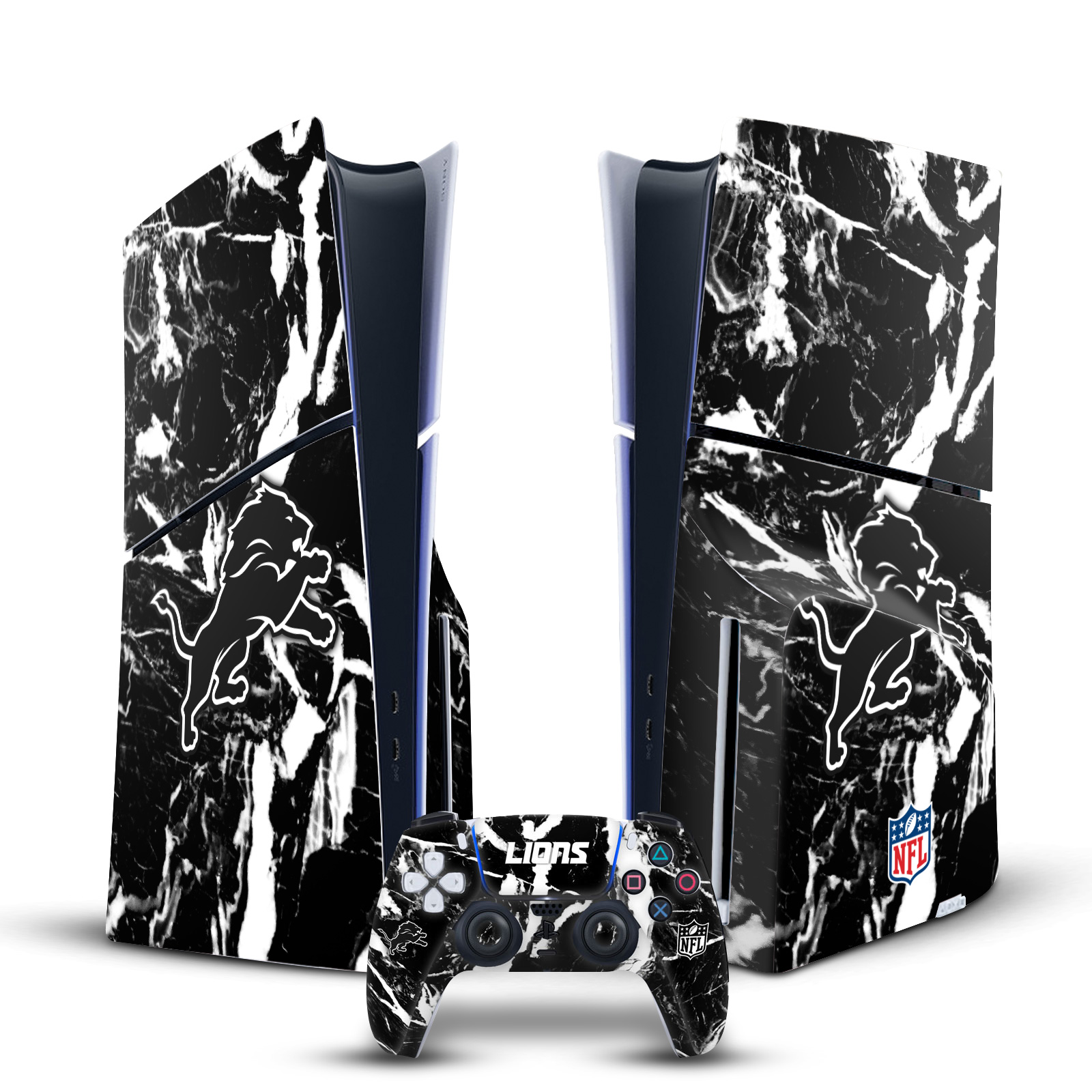 NFL DETROIT LIONS VINYL SKIN FOR SONY PS5 SLIM DISC CONSOLE & CONTROLLER