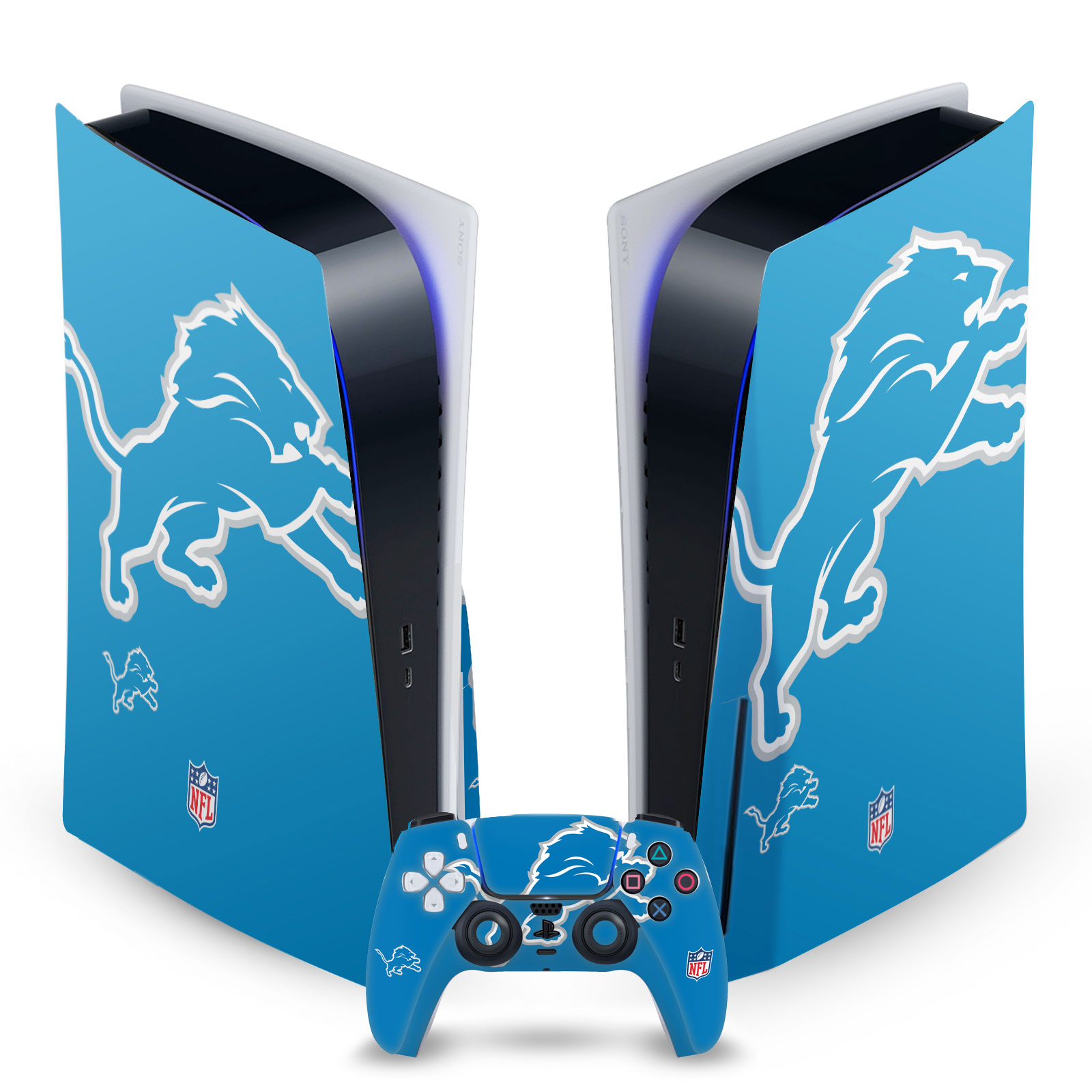 OFFICIAL NFL DETROIT LIONS VINYL SKIN DECAL FOR SONY PS5 DISC EDITION BUNDLE