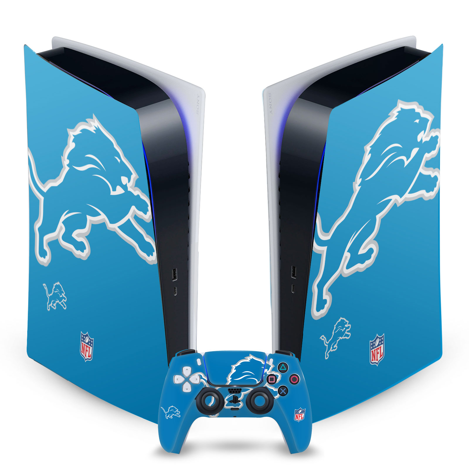 OFFICIAL NFL DETROIT LIONS VINYL SKIN DECAL FOR SONY PS5 DIGITAL EDITION BUNDLE