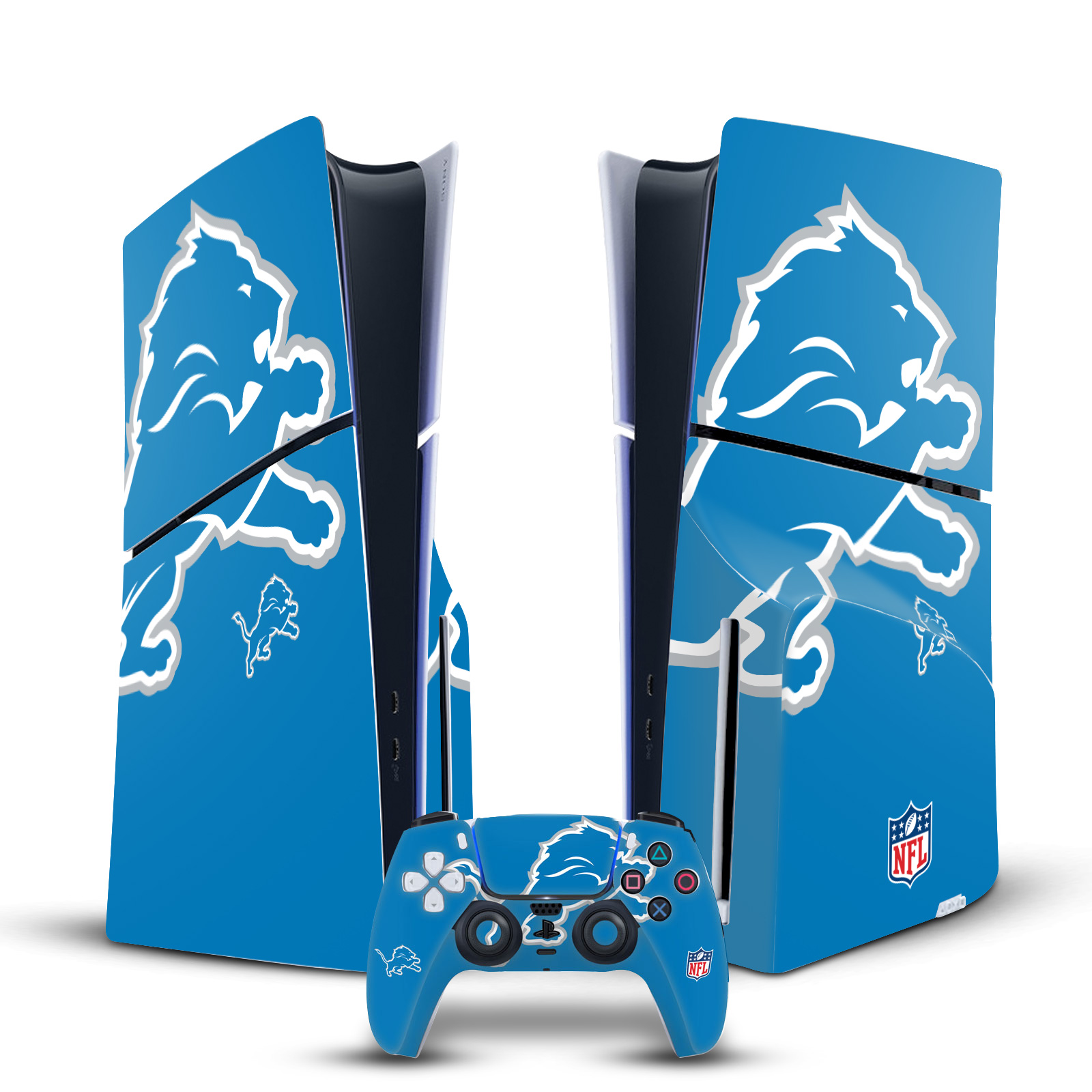 NFL DETROIT LIONS VINYL SKIN FOR SONY PS5 SLIM DISC CONSOLE & CONTROLLER