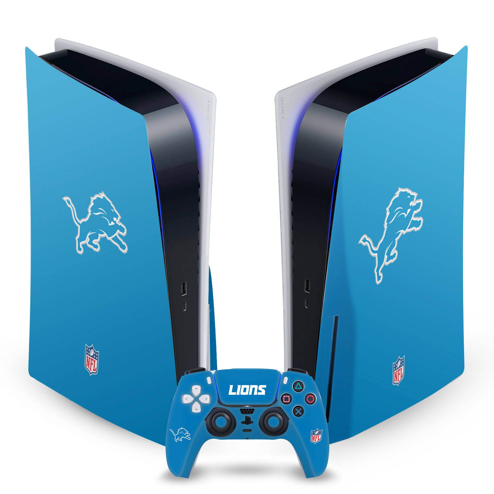 OFFICIAL NFL DETROIT LIONS VINYL SKIN DECAL FOR SONY PS5 DISC EDITION BUNDLE