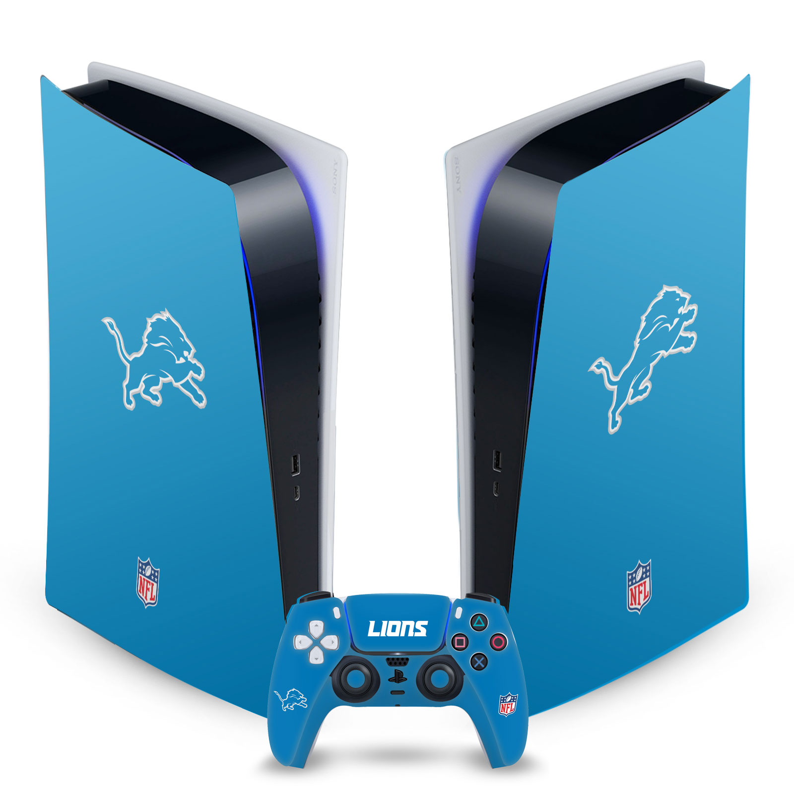 OFFICIAL NFL DETROIT LIONS VINYL SKIN DECAL FOR SONY PS5 DIGITAL EDITION BUNDLE