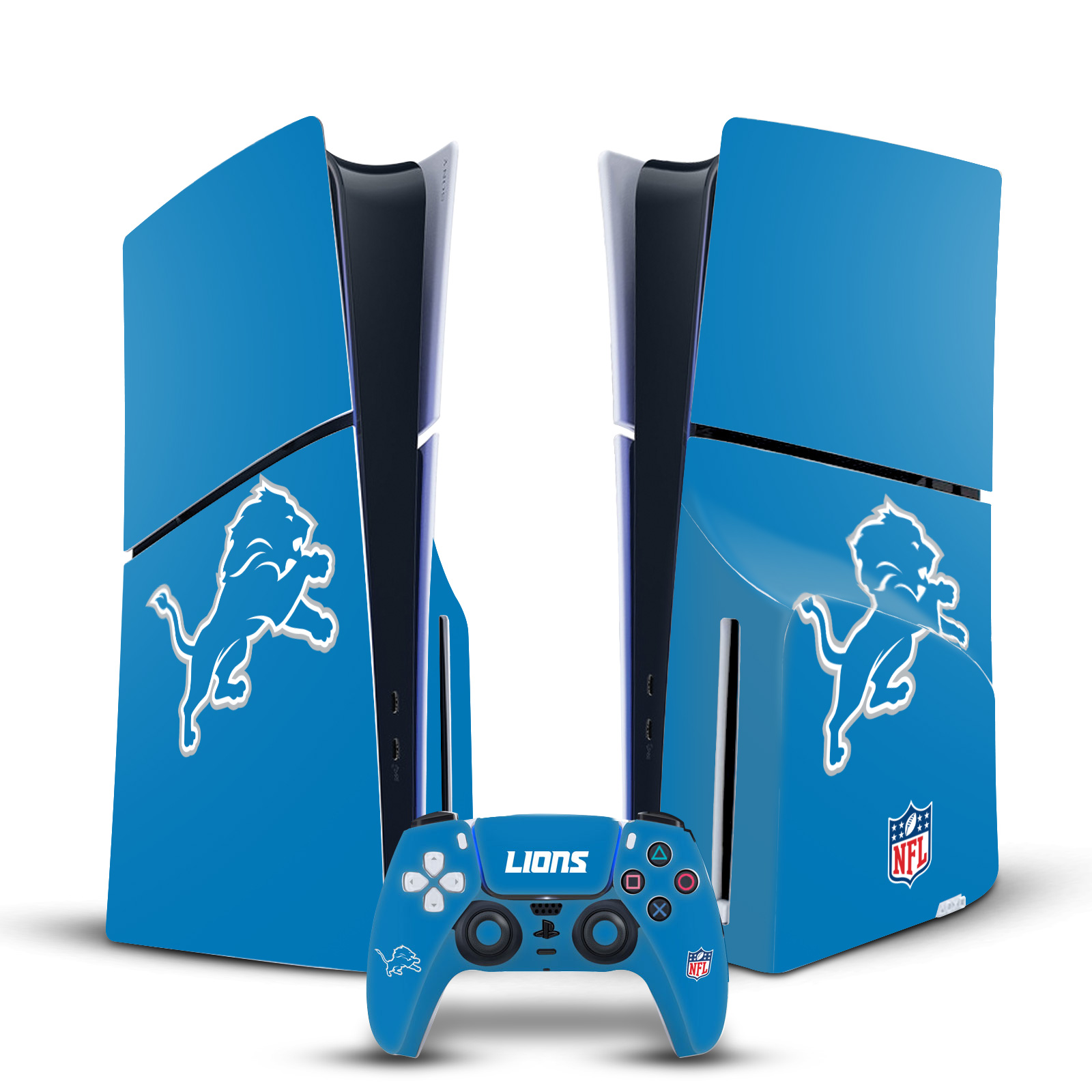 NFL DETROIT LIONS VINYL SKIN FOR SONY PS5 SLIM DISC CONSOLE & CONTROLLER