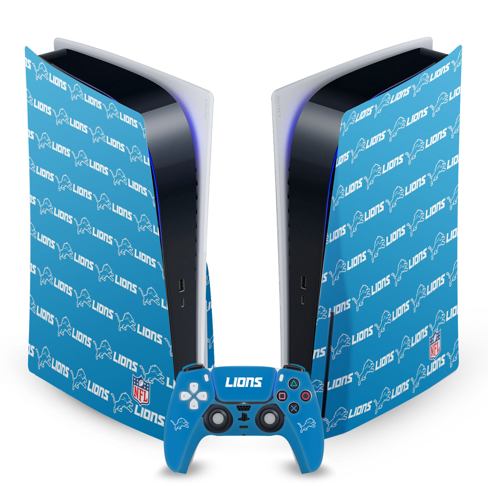 OFFICIAL NFL DETROIT LIONS VINYL SKIN DECAL FOR SONY PS5 DISC EDITION BUNDLE