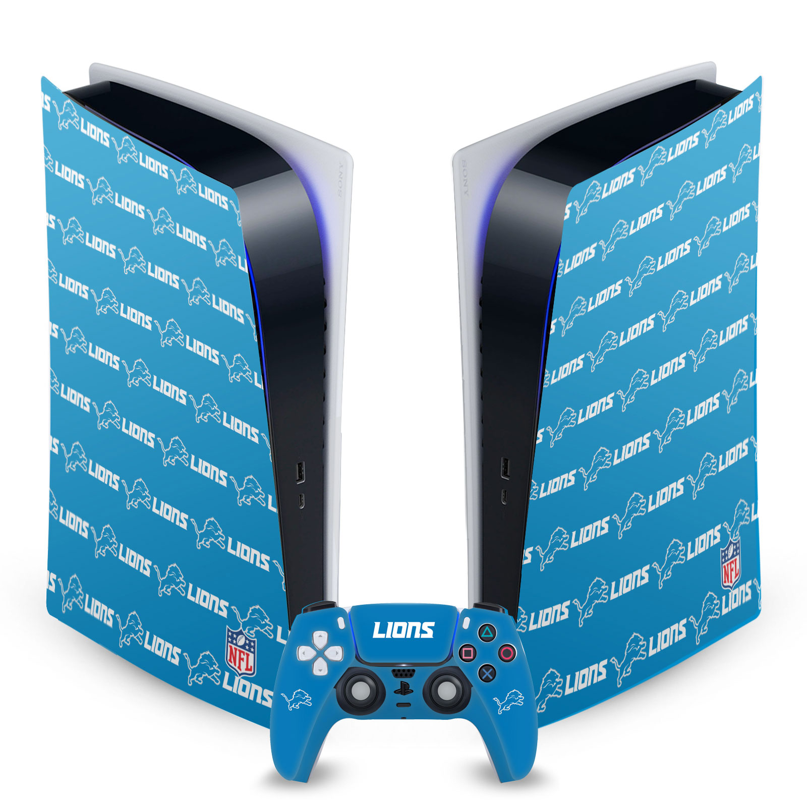 OFFICIAL NFL DETROIT LIONS VINYL SKIN DECAL FOR SONY PS5 DIGITAL EDITION BUNDLE