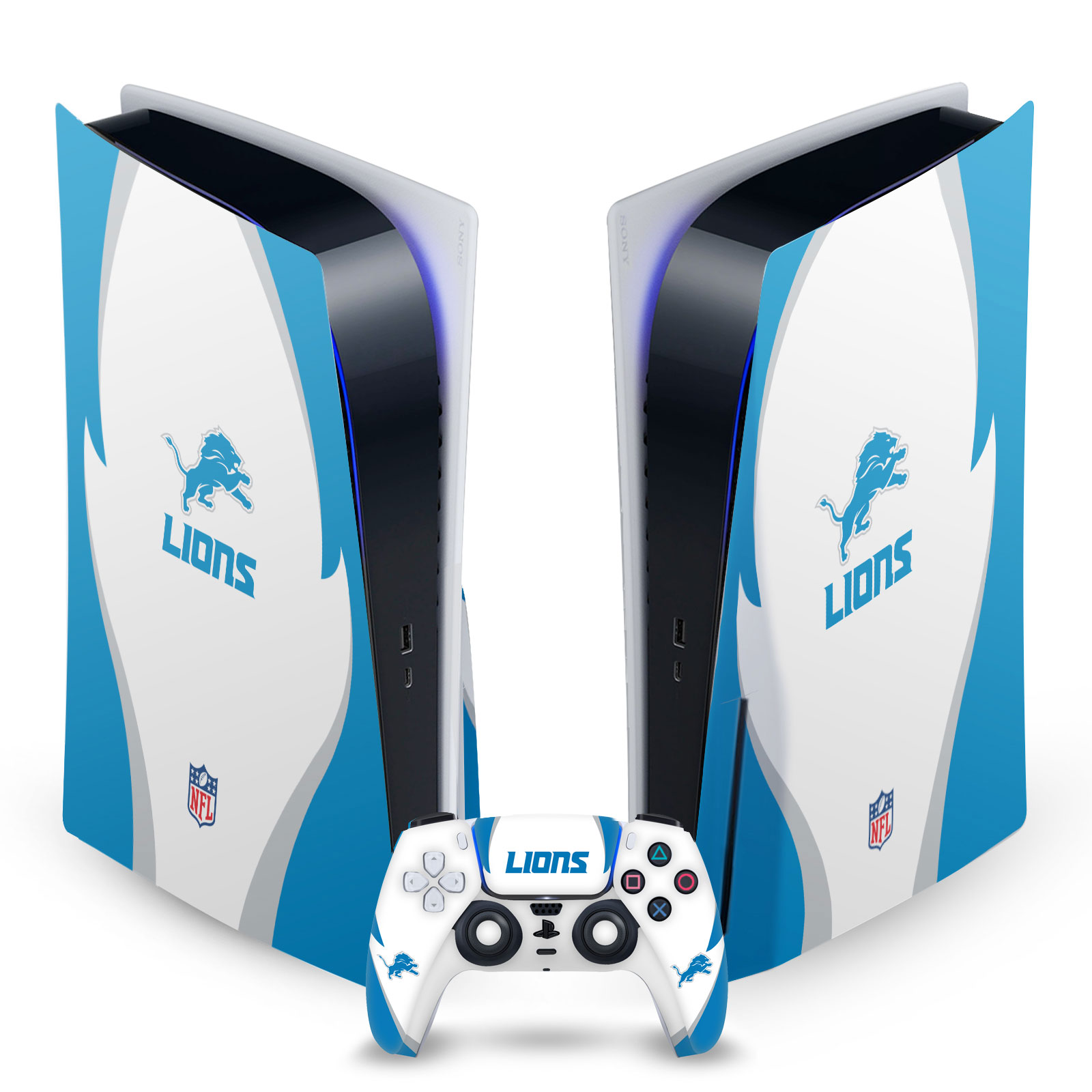 OFFICIAL NFL DETROIT LIONS VINYL SKIN DECAL FOR SONY PS5 DISC EDITION BUNDLE