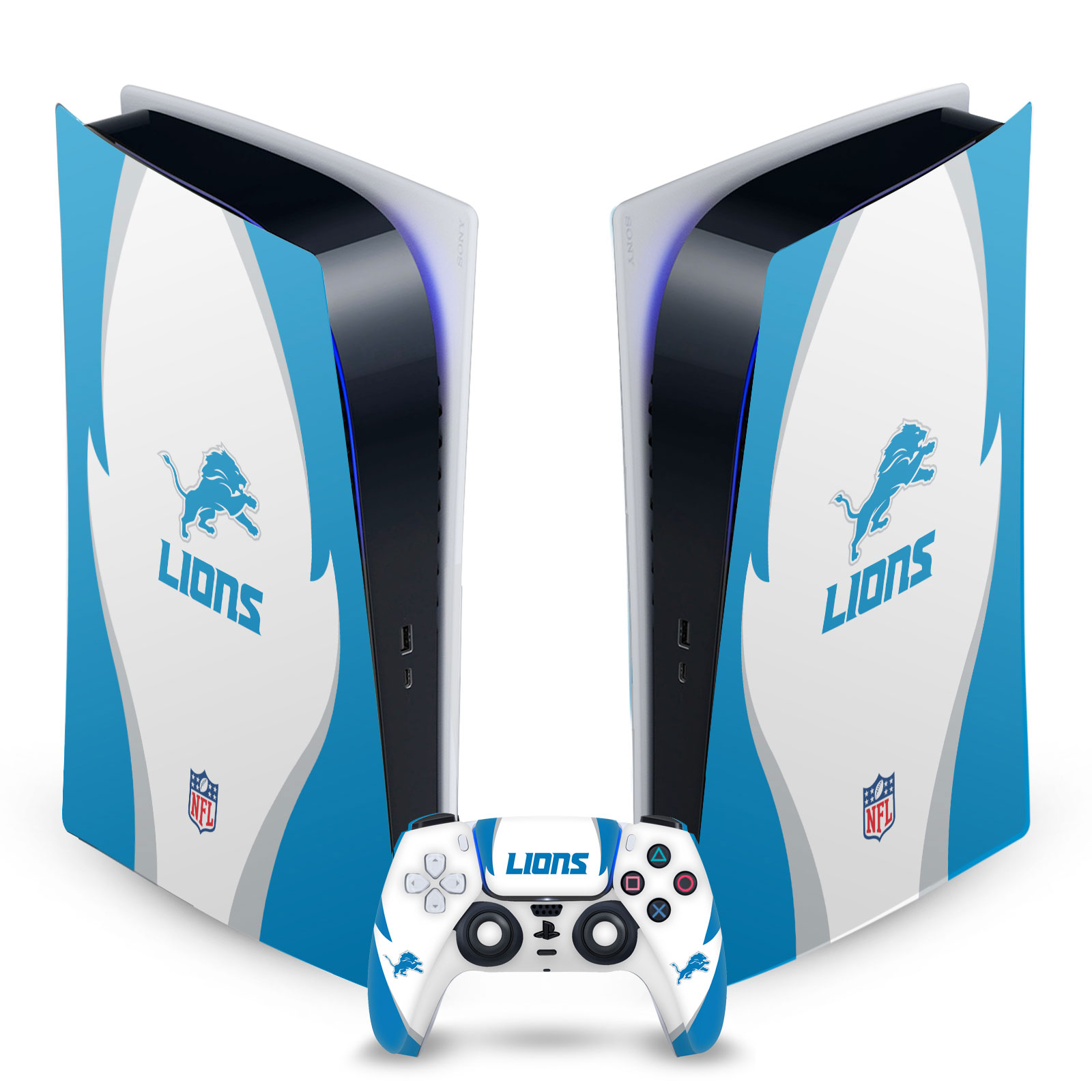 OFFICIAL NFL DETROIT LIONS VINYL SKIN DECAL FOR SONY PS5 DIGITAL EDITION BUNDLE