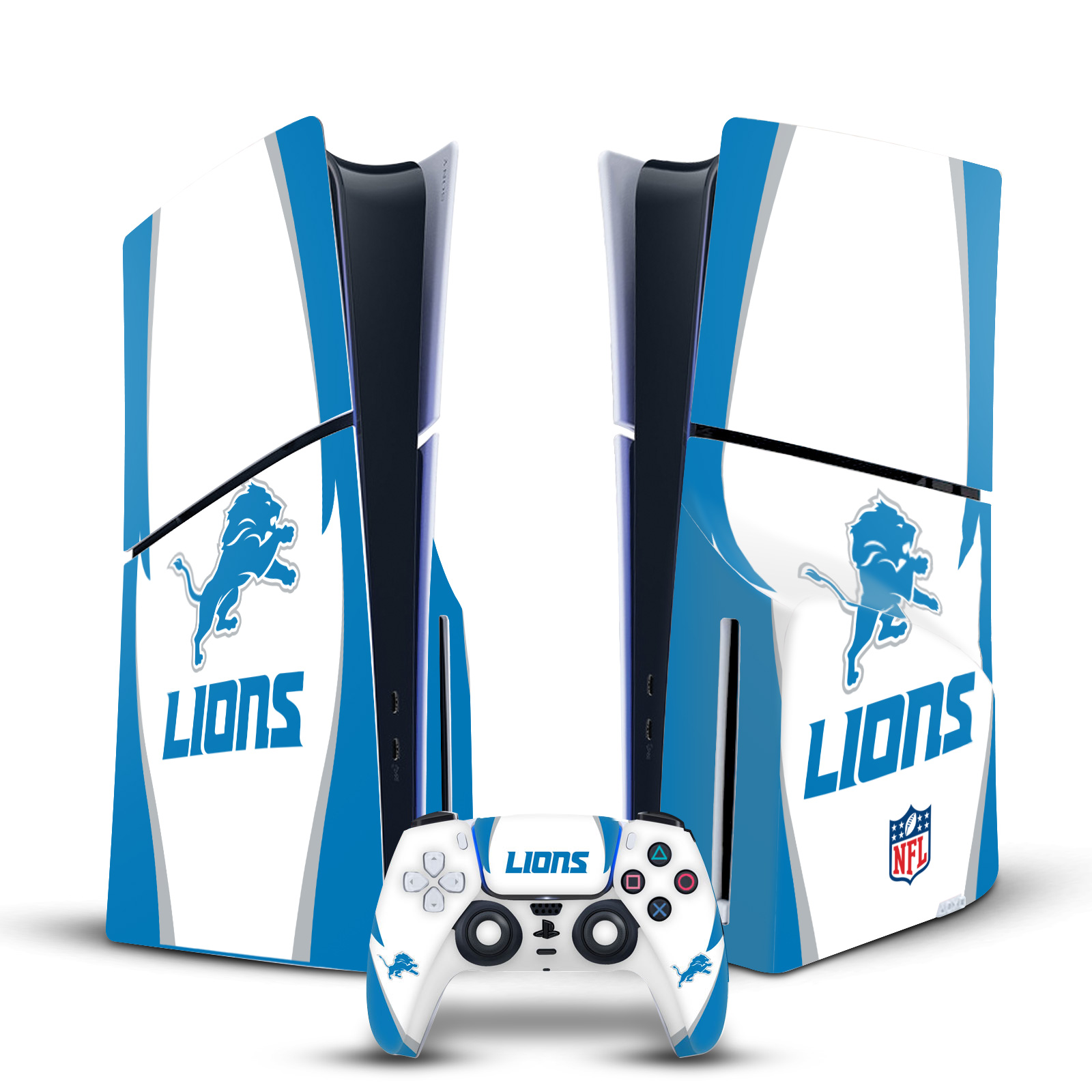 NFL DETROIT LIONS VINYL SKIN FOR SONY PS5 SLIM DISC CONSOLE & CONTROLLER